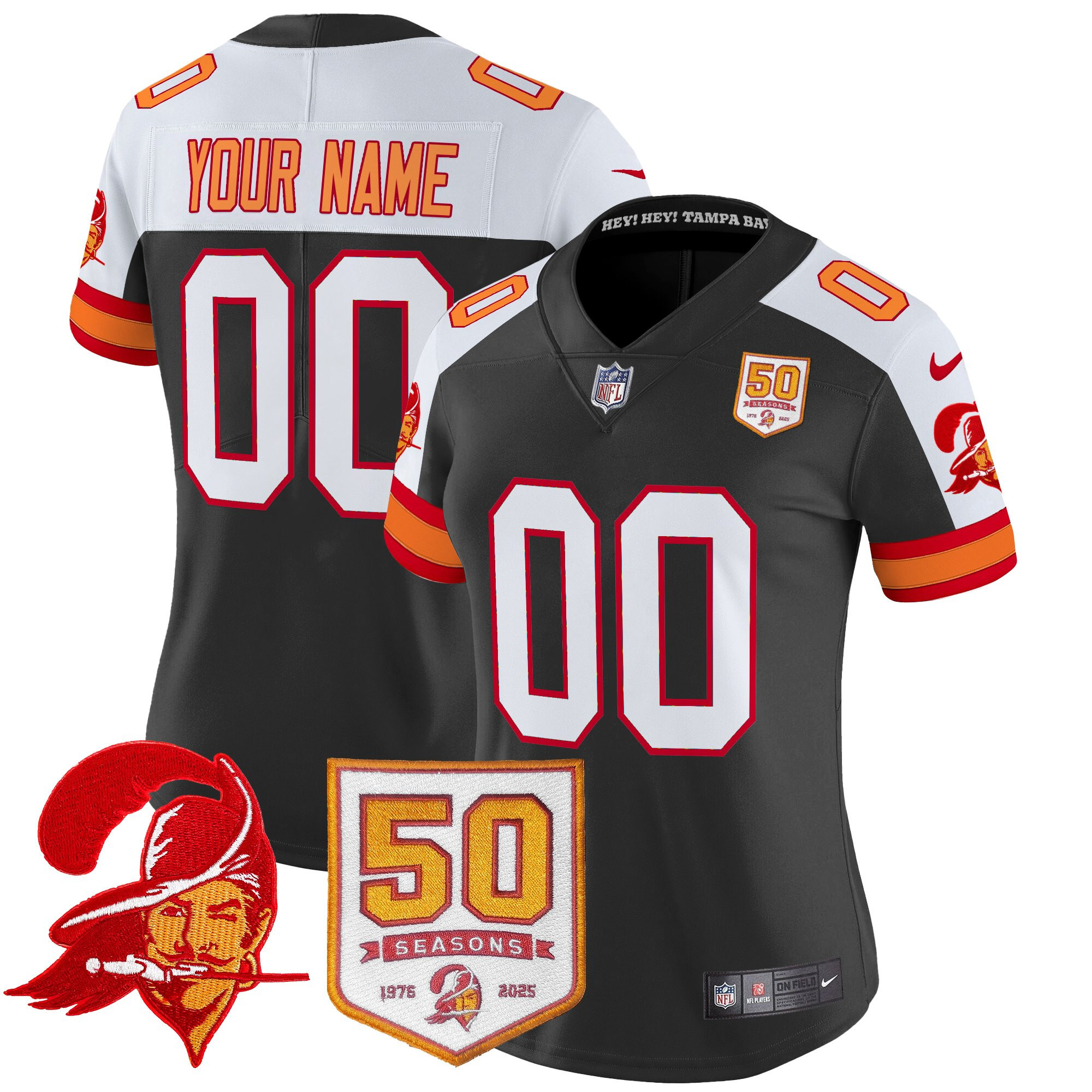 Tampa Bay Buccaneers Throwback 50th Season Patch Vapor Limited Custom Jersey - All Stitched - Image 8