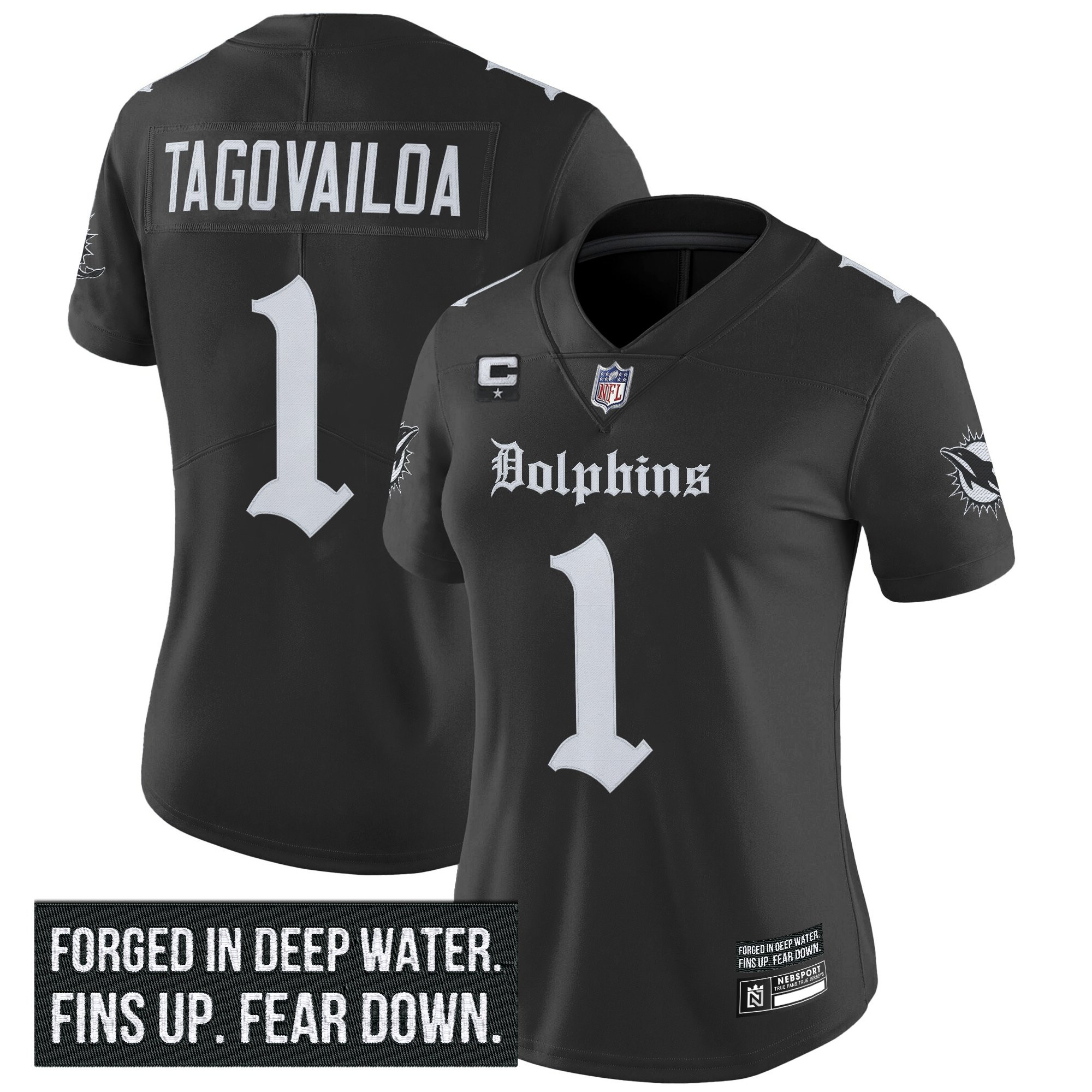 Women's Miami Dolphins 'Gothic Deep Water Edition' Vapor Limited Jersey - All Stitched