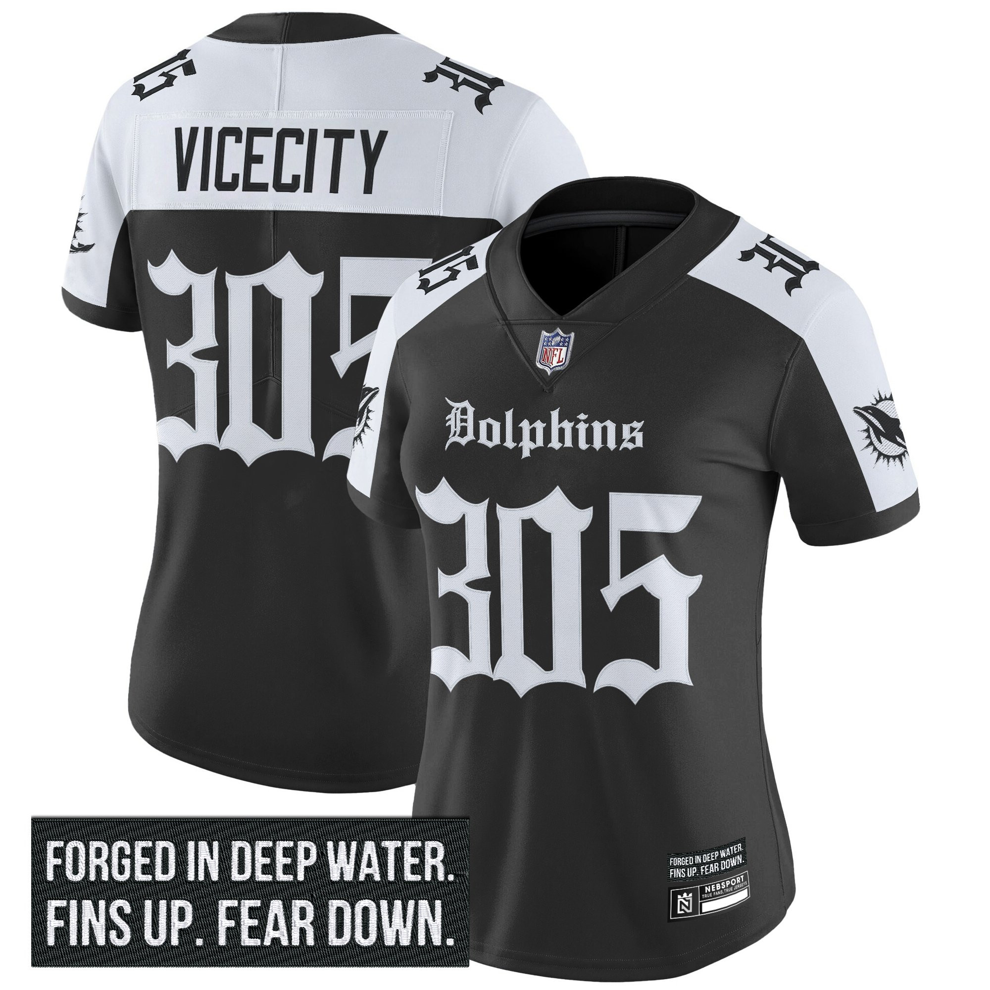 Women's Miami Dolphins 'Gothic Deep Water Edition' Vapor Limited Jersey - All Stitched - Image 18