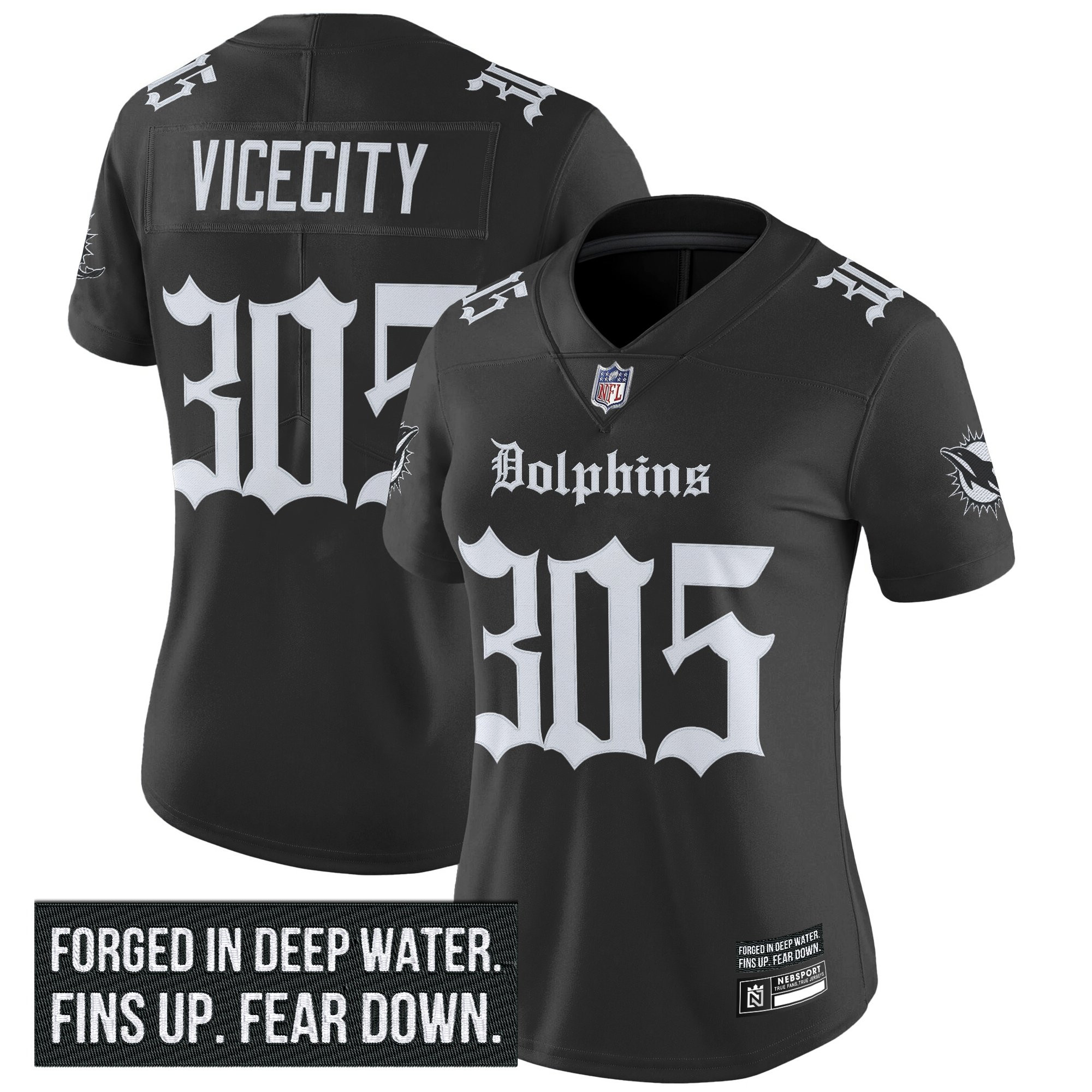 Women's Miami Dolphins 'Gothic Deep Water Edition' Vapor Limited Jersey - All Stitched - Image 2