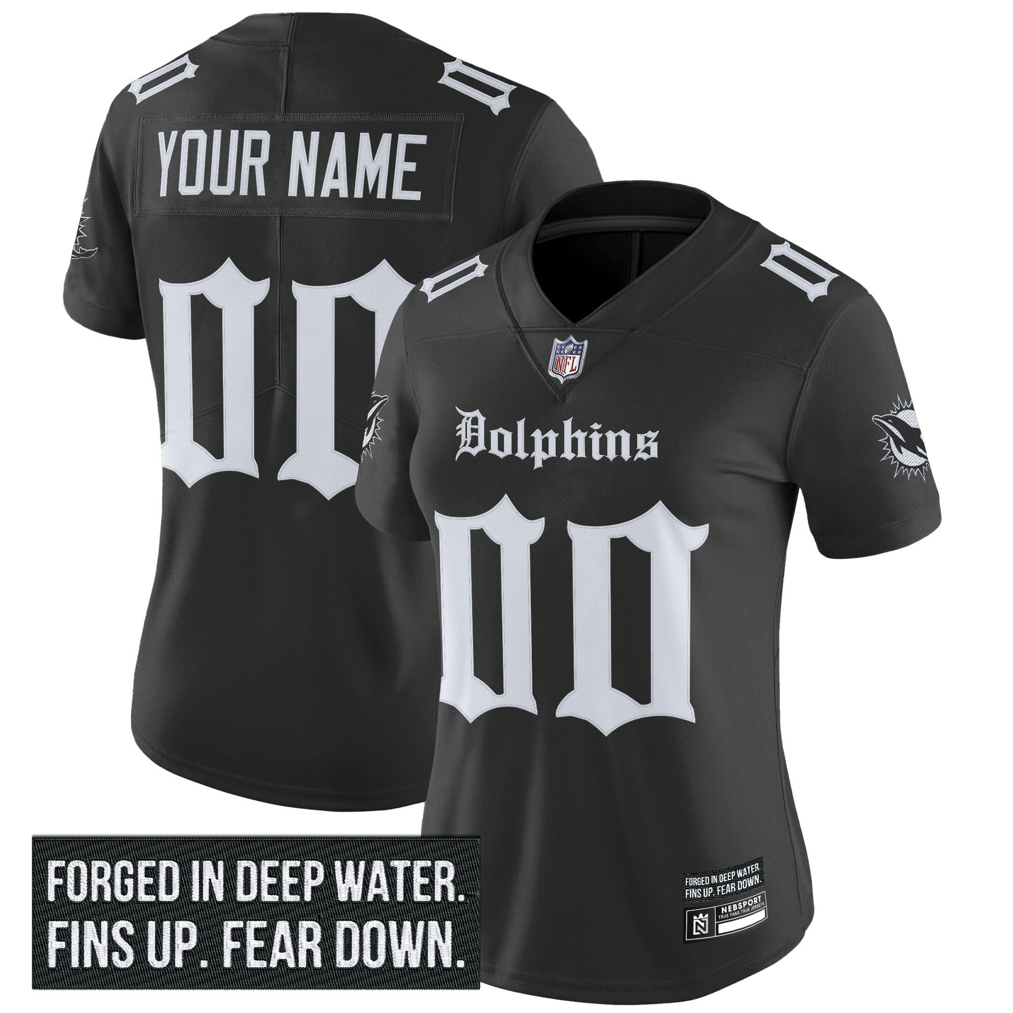 Miami Dolphins 'Gothic Deep Water Edition' Vapor Limited Custom Jersey - All Stitched - Image 4