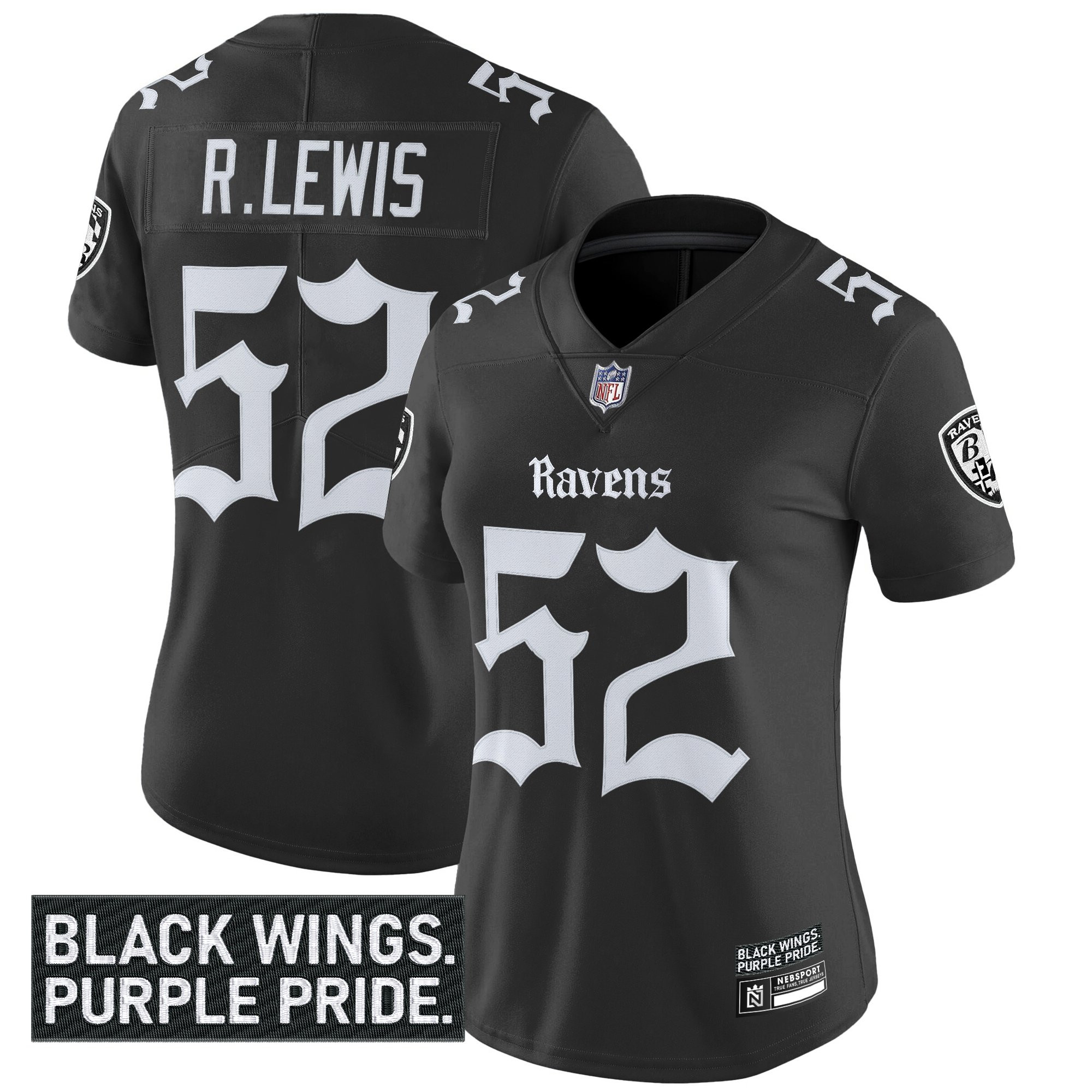 Women's Baltimore Ravens 'Gothic Nevermore Edition' Vapor Limited Jersey - All Stitched - Image 7