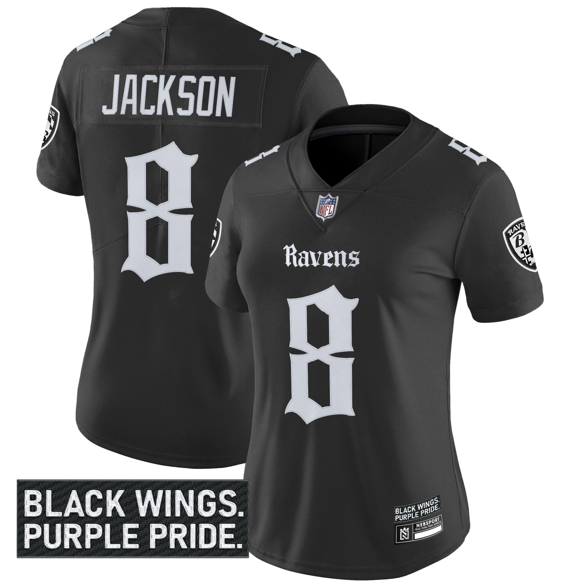 Women's Baltimore Ravens 'Gothic Nevermore Edition' Vapor Limited Jersey - All Stitched - Image 3