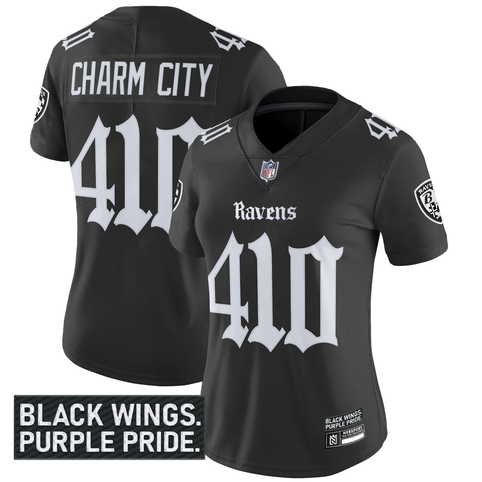 Women's Baltimore Ravens 'Gothic Nevermore Edition' Vapor Limited Jersey - All Stitched - Image 2