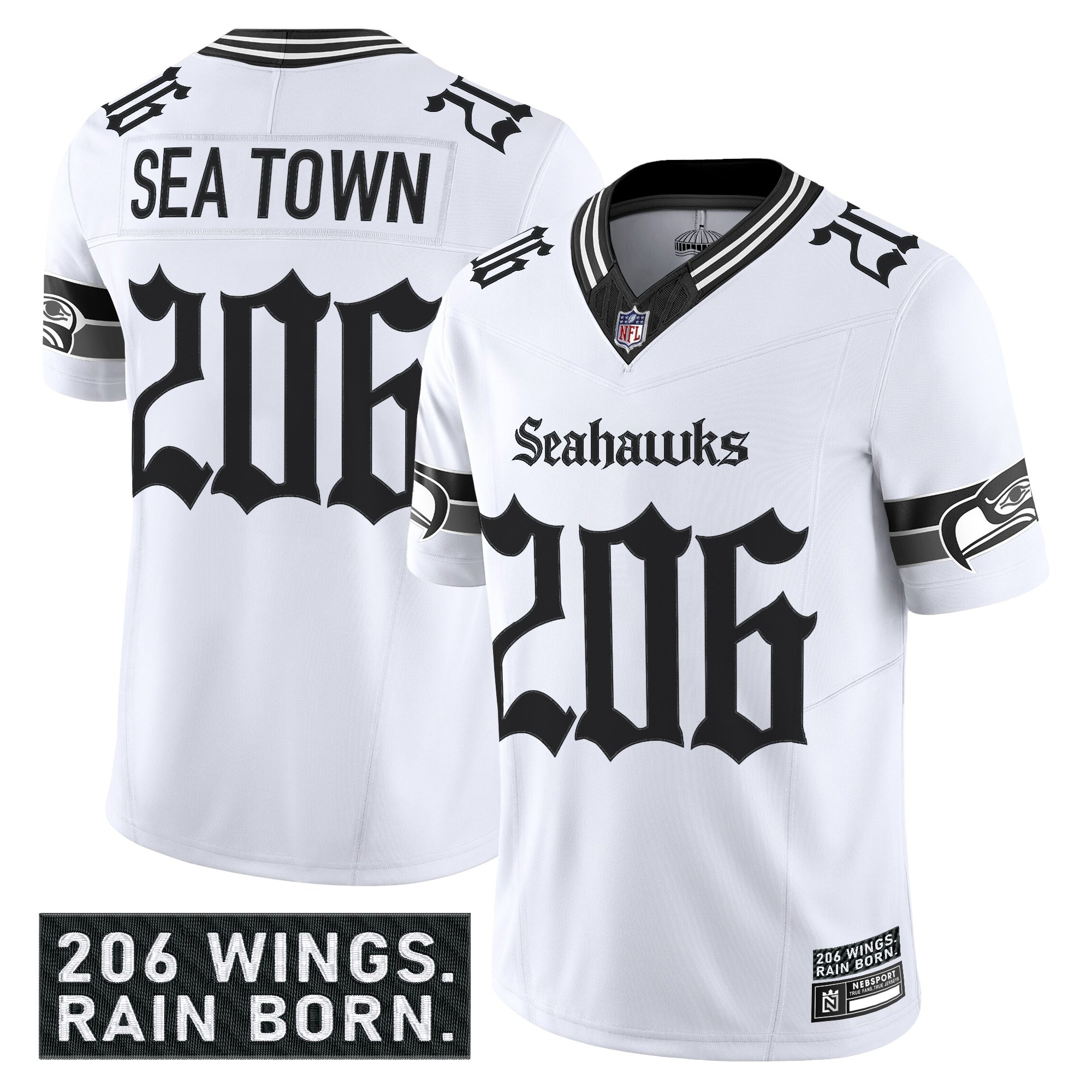 Men's Seattle Seahawks 'Gothic Rain City Shadows Edition' Vapor Limited Jersey - All Stitched - Image 10