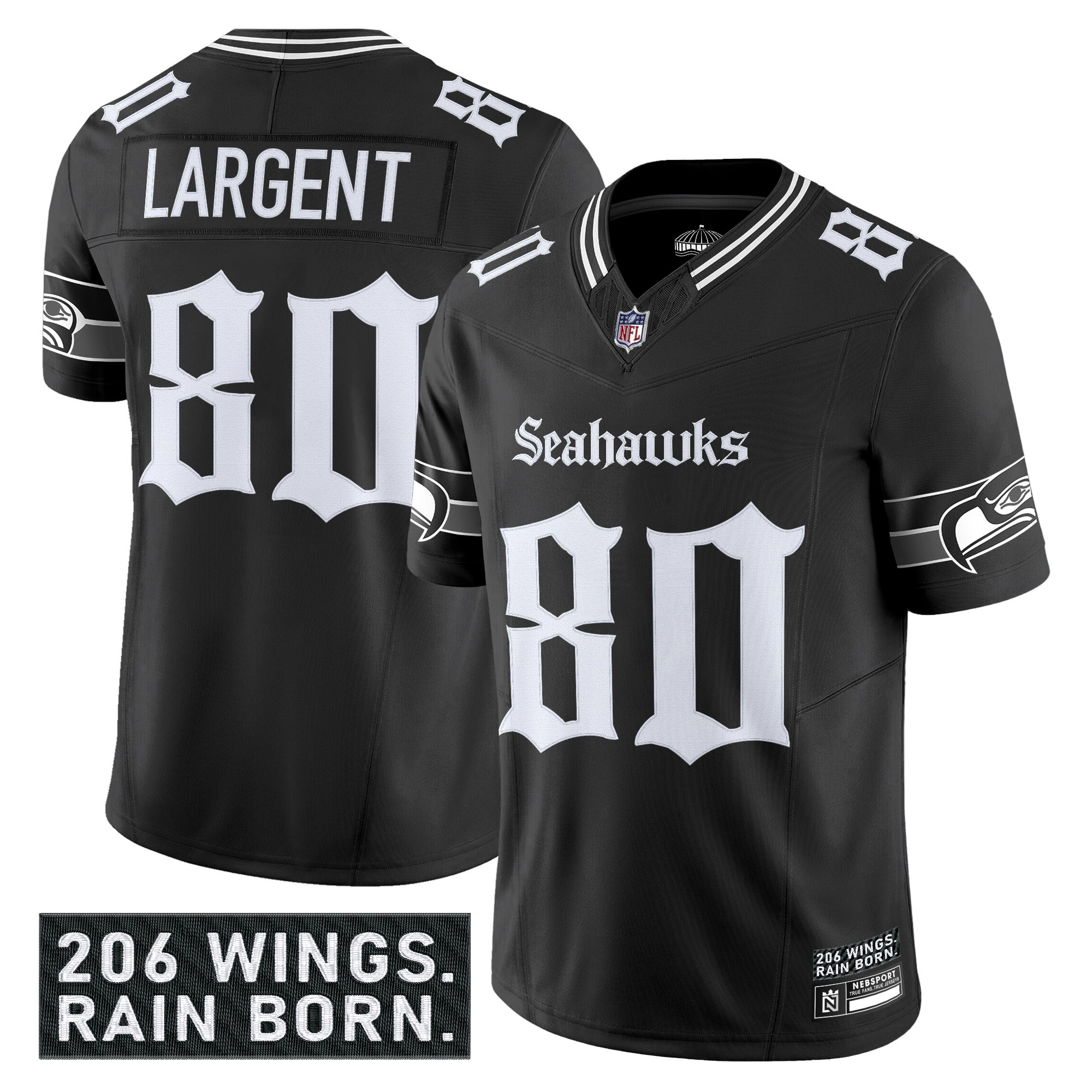 Men's Seattle Seahawks 'Gothic Rain City Shadows Edition' Vapor Limited Jersey - All Stitched - Image 7