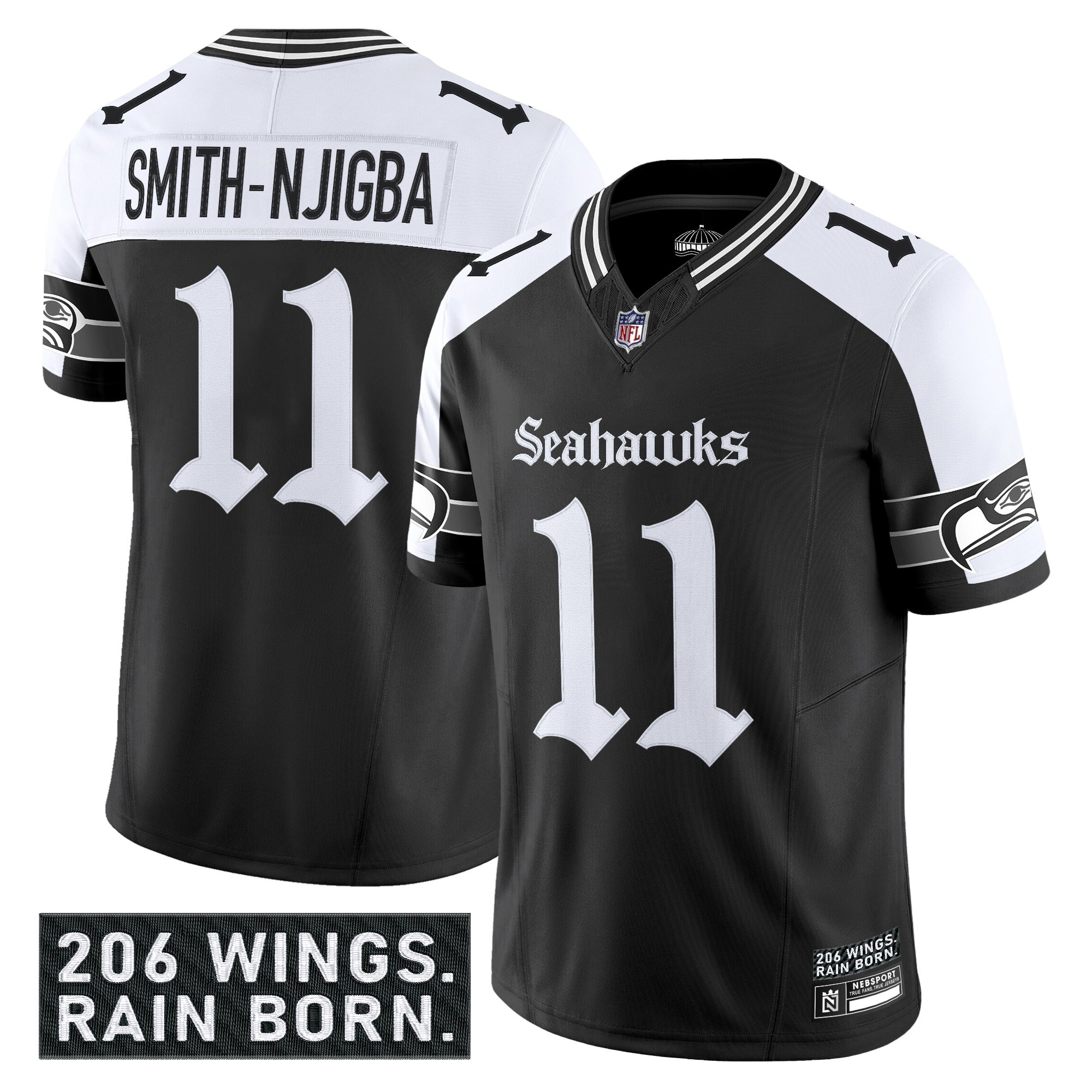 Men's Seattle Seahawks 'Gothic Rain City Shadows Edition' Vapor Limited Jersey - All Stitched - Image 20