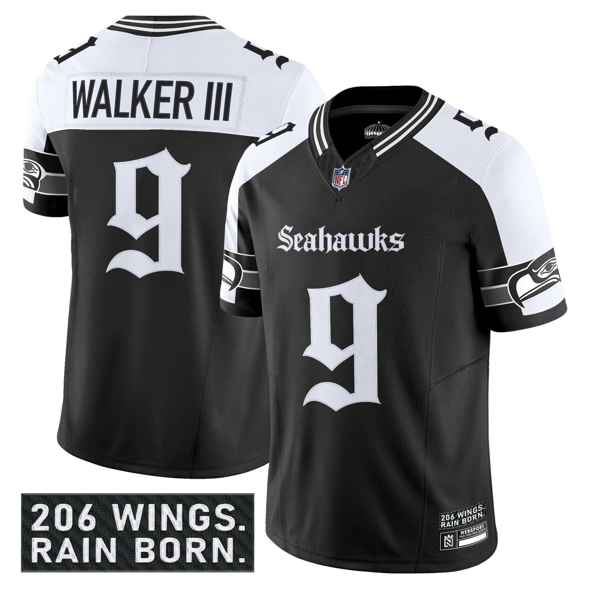 Men's Seattle Seahawks 'Gothic Rain City Shadows Edition' Vapor Limited Jersey - All Stitched - Image 22