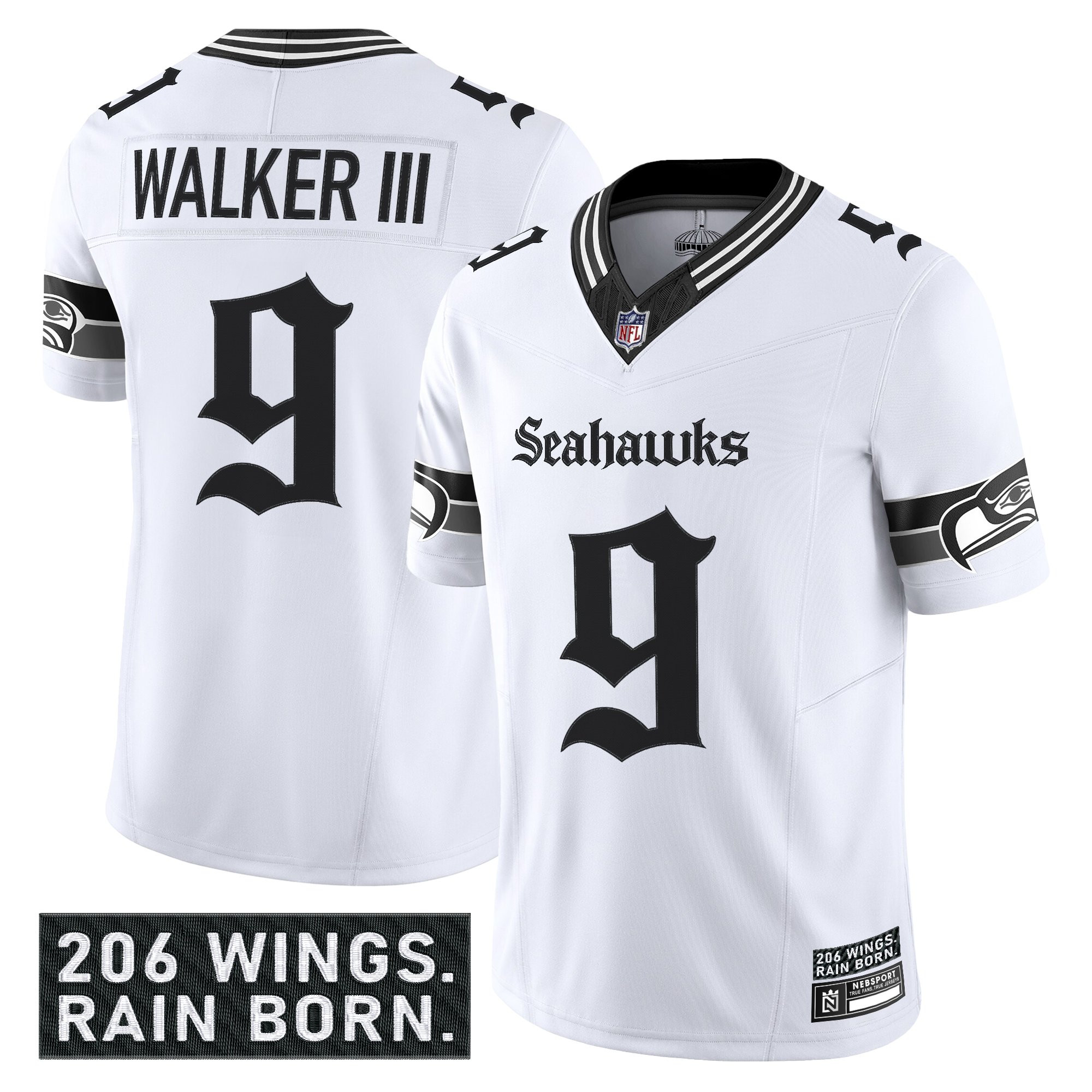 Men's Seattle Seahawks 'Gothic Rain City Shadows Edition' Vapor Limited Jersey - All Stitched - Image 14