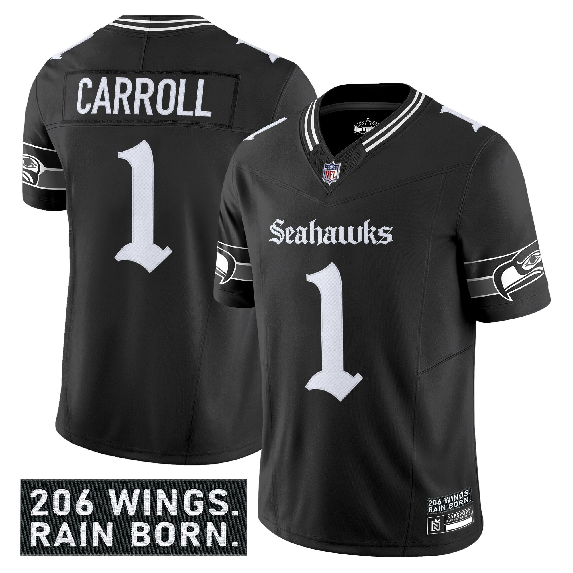 Men's Seattle Seahawks 'Gothic Rain City Shadows Edition' Vapor Limited Jersey - All Stitched - Image 3