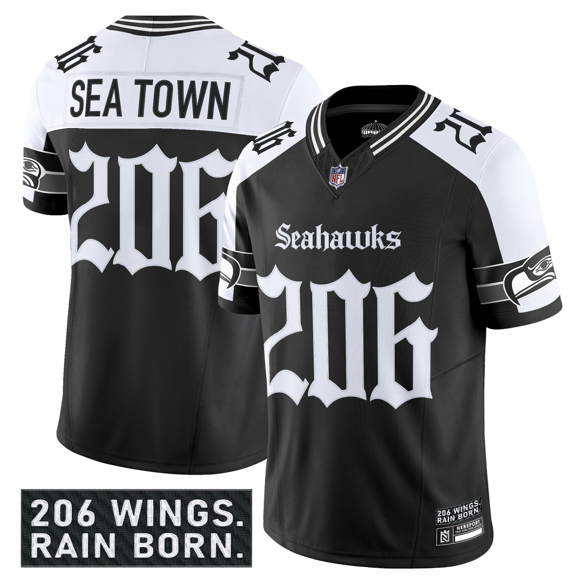 Men's Seattle Seahawks 'Gothic Rain City Shadows Edition' Vapor Limited Jersey - All Stitched - Image 18