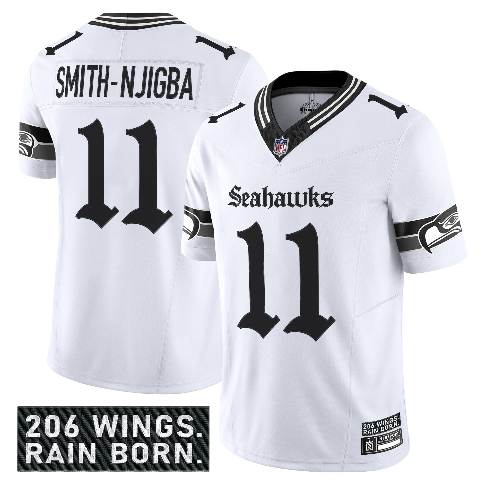 Men's Seattle Seahawks 'Gothic Rain City Shadows Edition' Vapor Limited Jersey - All Stitched - Image 12