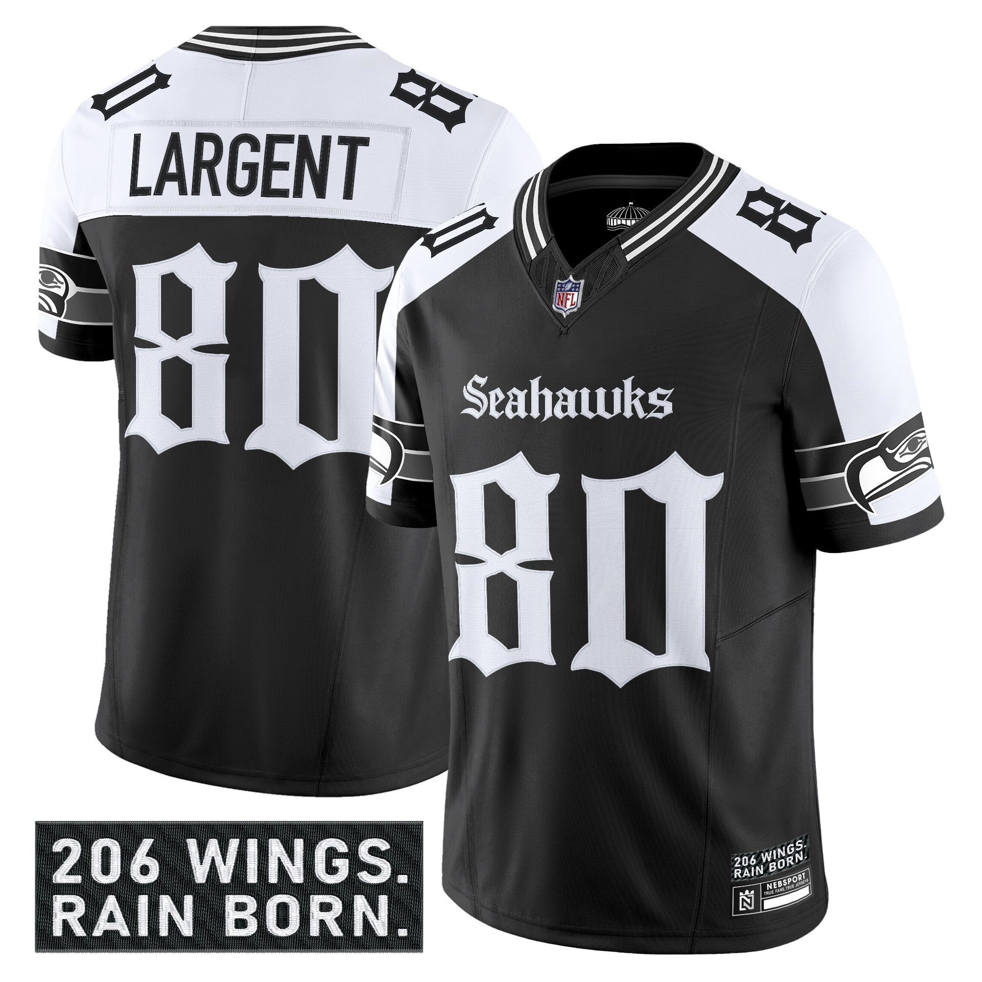 Men's Seattle Seahawks 'Gothic Rain City Shadows Edition' Vapor Limited Jersey - All Stitched - Image 23