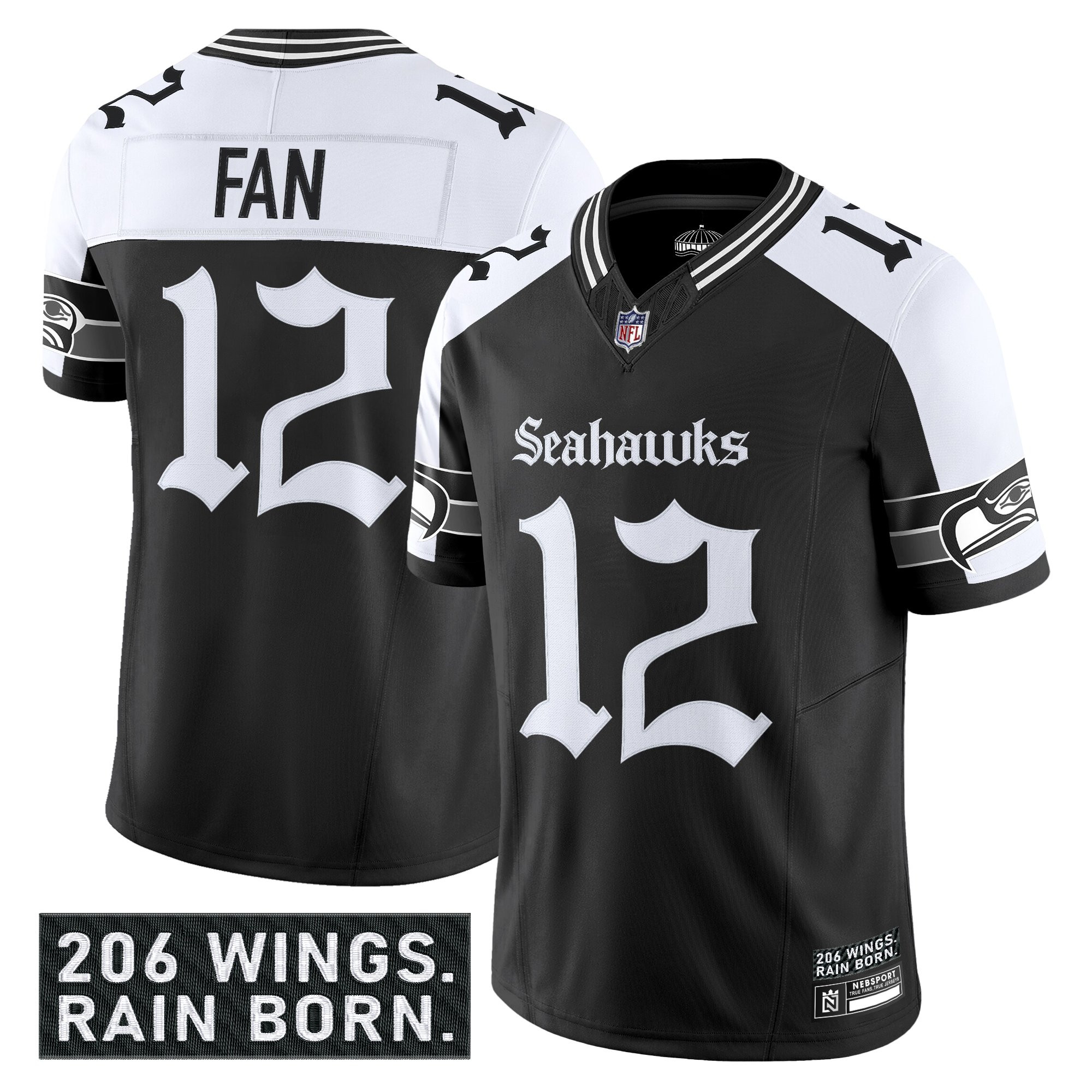 Men's Seattle Seahawks 'Gothic Rain City Shadows Edition' Vapor Limited Jersey - All Stitched - Image 24
