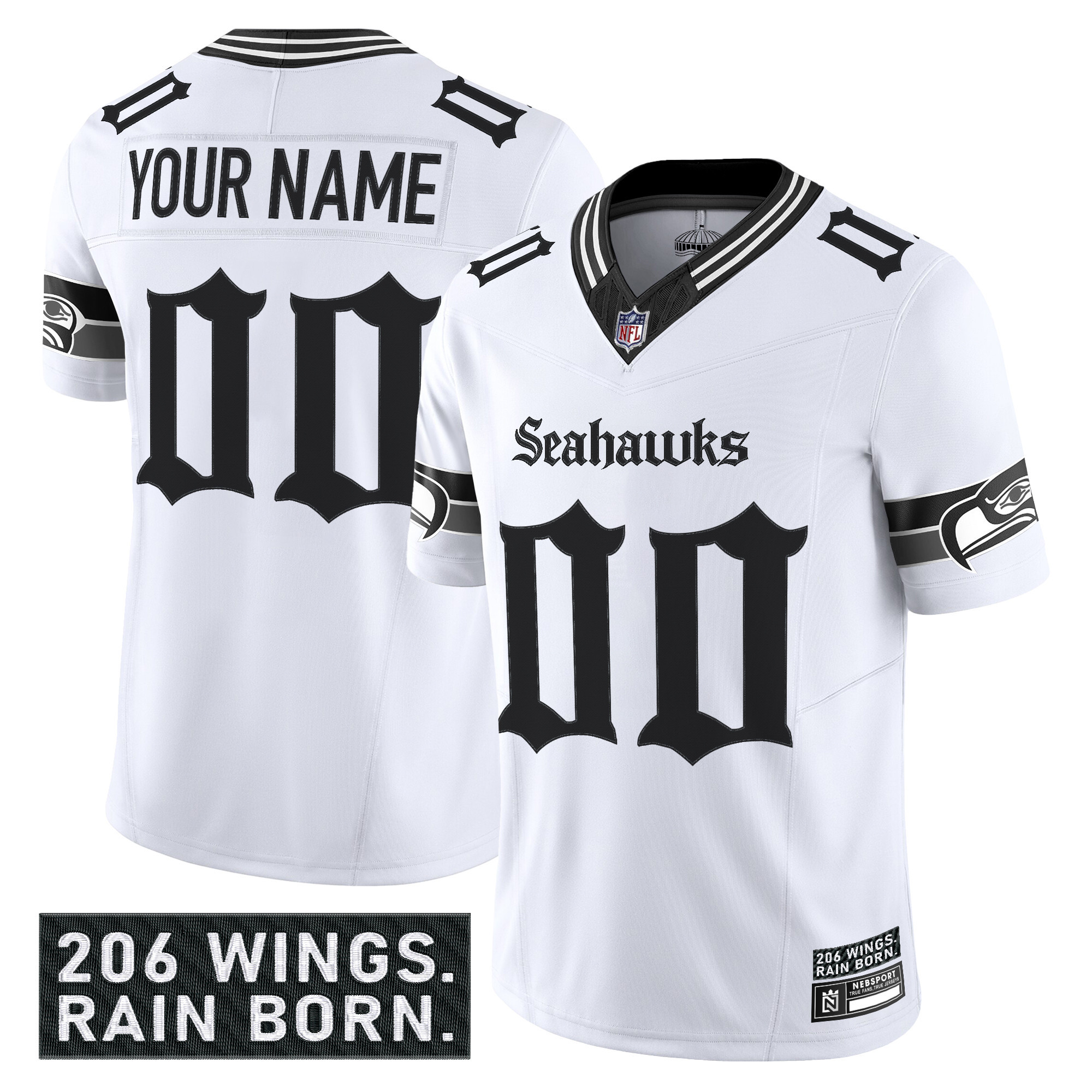 Seattle Seahawks 'Gothic Rain City Shadows Edition' Vapor Limited Custom Jersey - All Stitched - Image 2