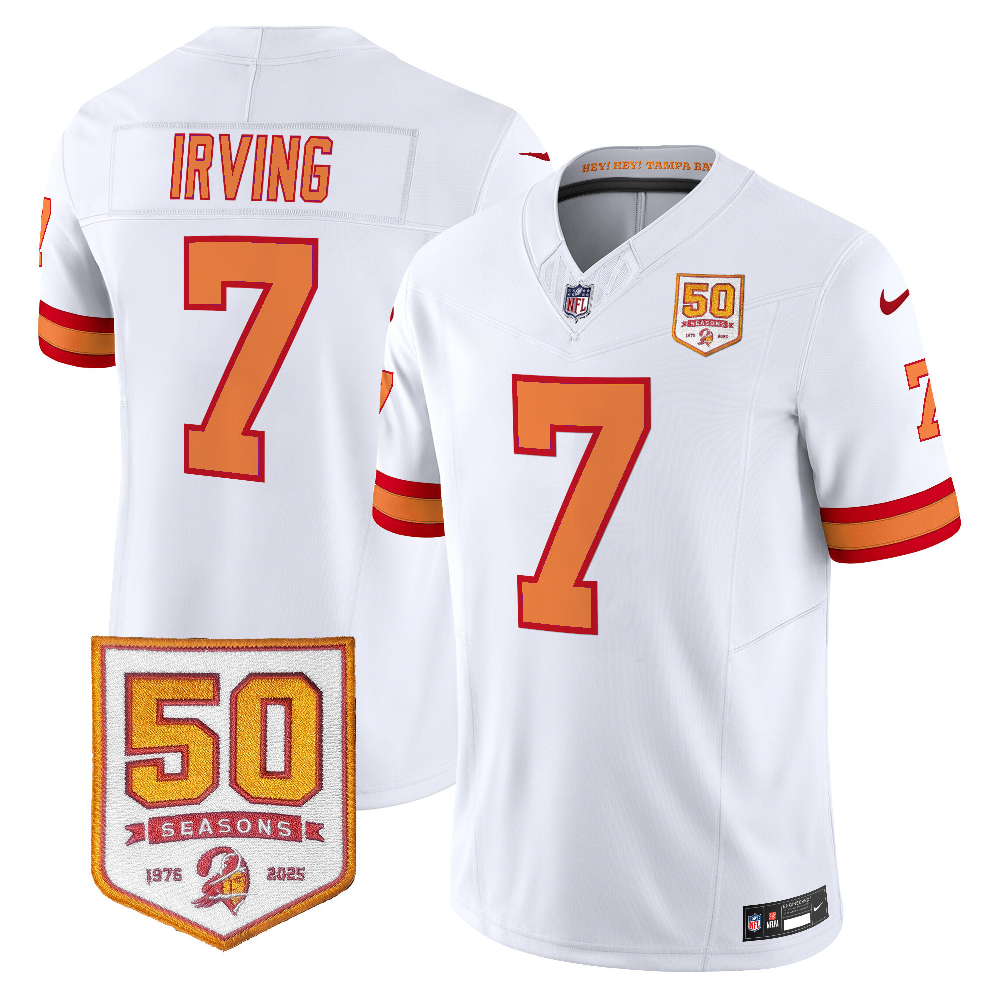 Youth's Bucky Irving Tampa Bay Buccaneers Throwback 50th Season Patch Vapor Limited Jersey - All Stitched