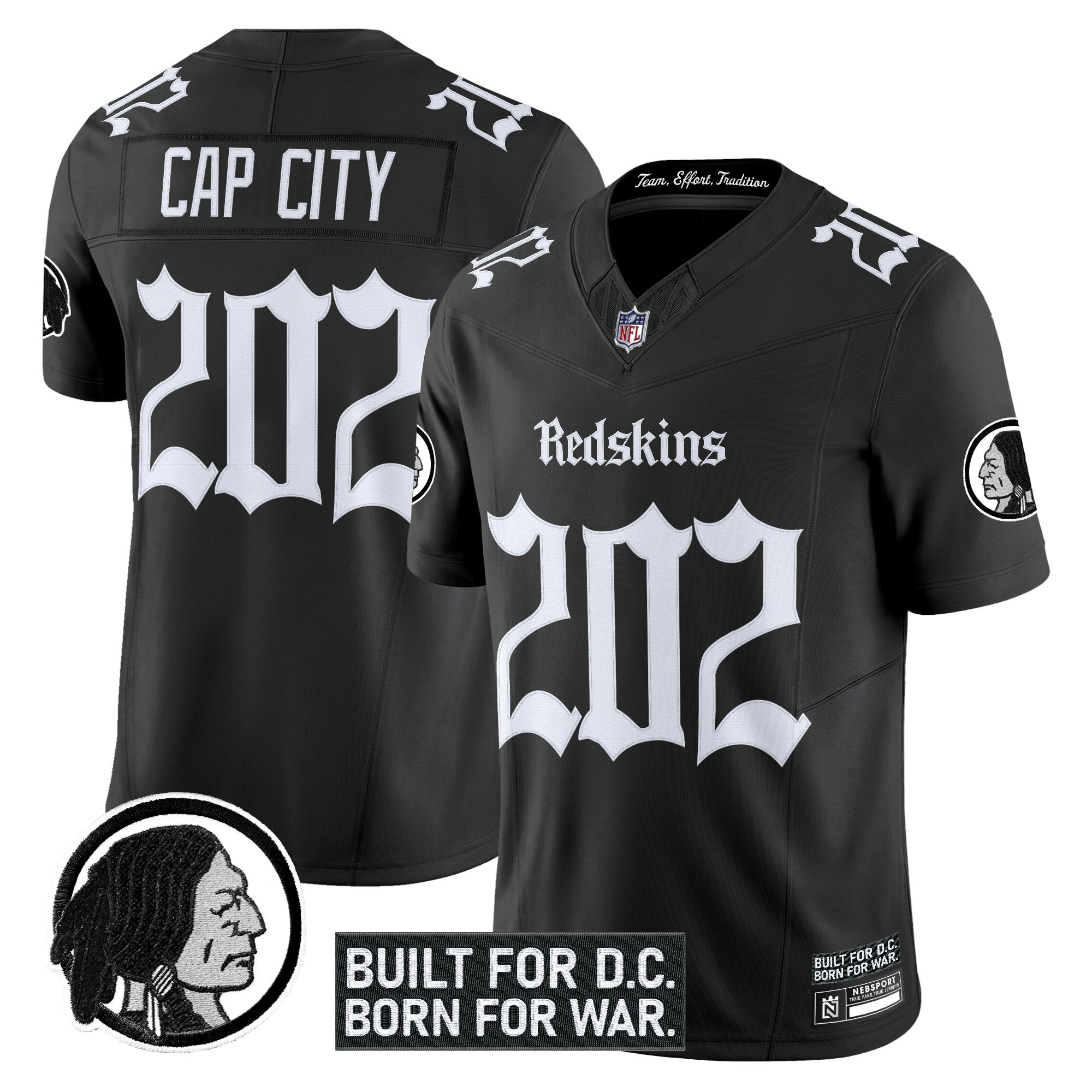 Men's Washington Redskins 'Gothic Capital Edition' Vapor Limited Jersey V2 - All Stitched - Image 2