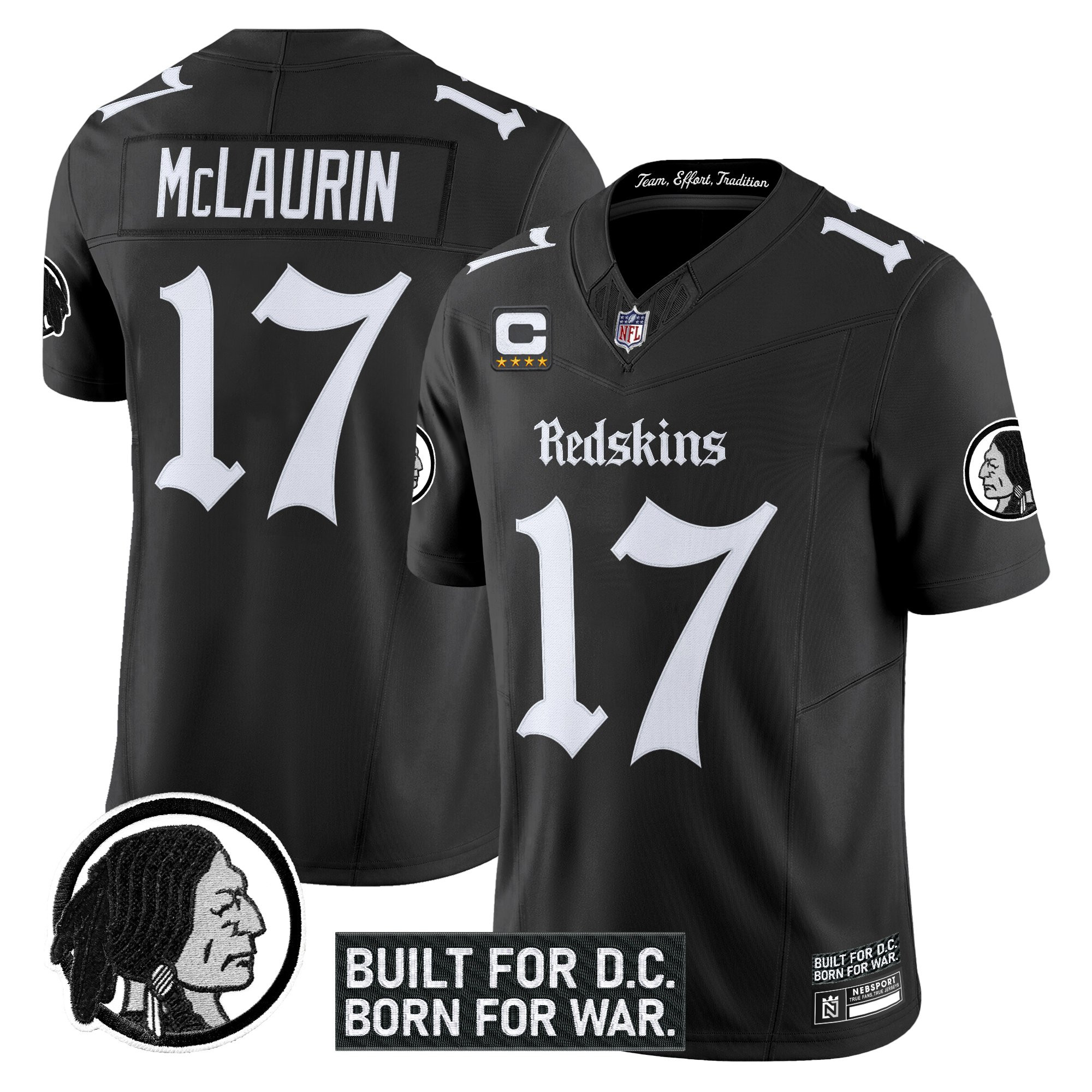 Men's Washington Redskins 'Gothic Capital Edition' Vapor Limited Jersey V2 - All Stitched - Image 6
