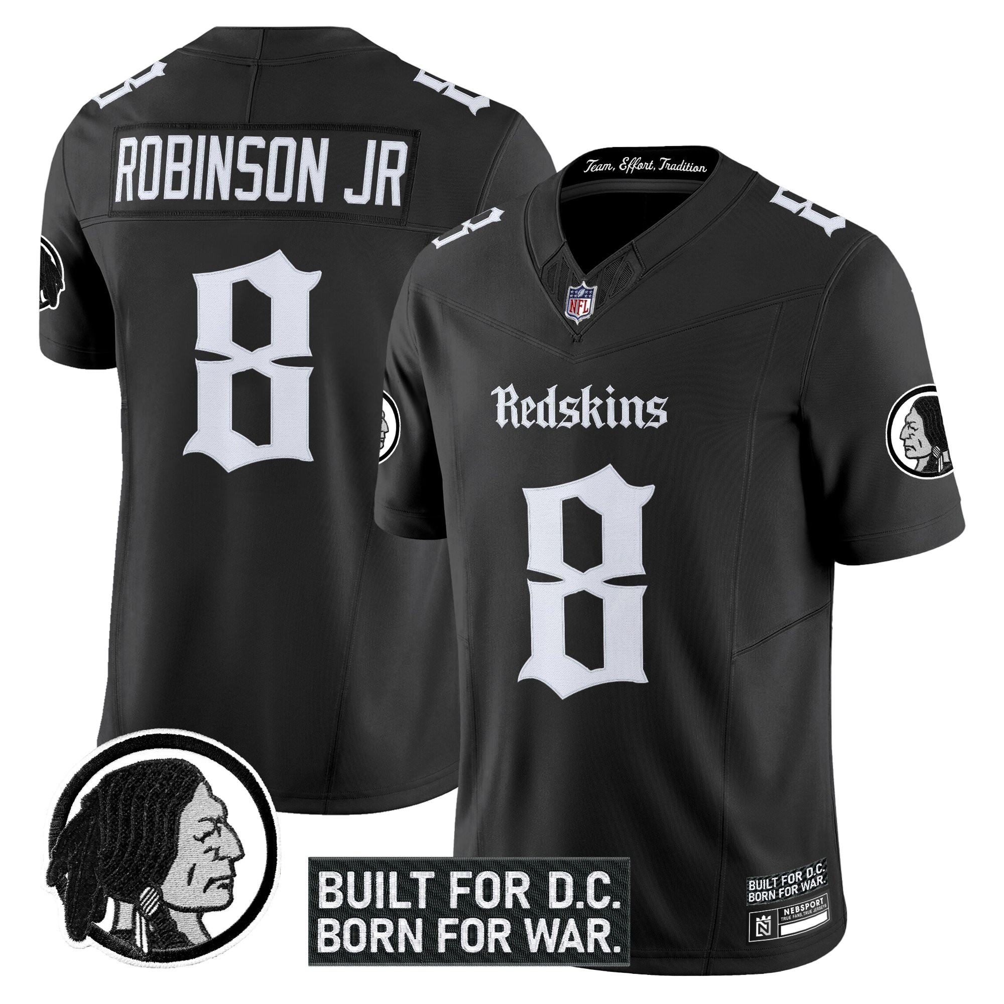 Men's Washington Redskins 'Gothic Capital Edition' Vapor Limited Jersey V2 - All Stitched - Image 3