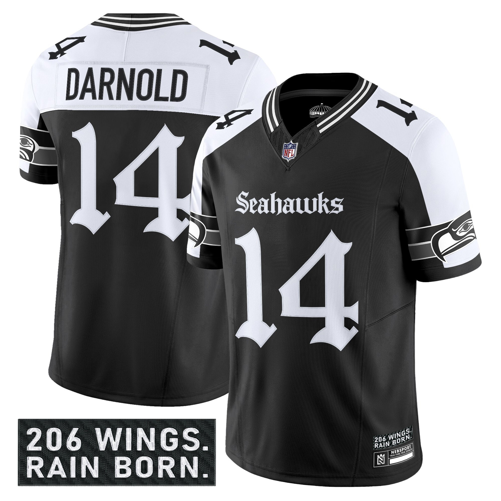 Men's Seattle Seahawks 'Gothic Rain City Shadows Edition' Vapor Limited Jersey - All Stitched - Image 17