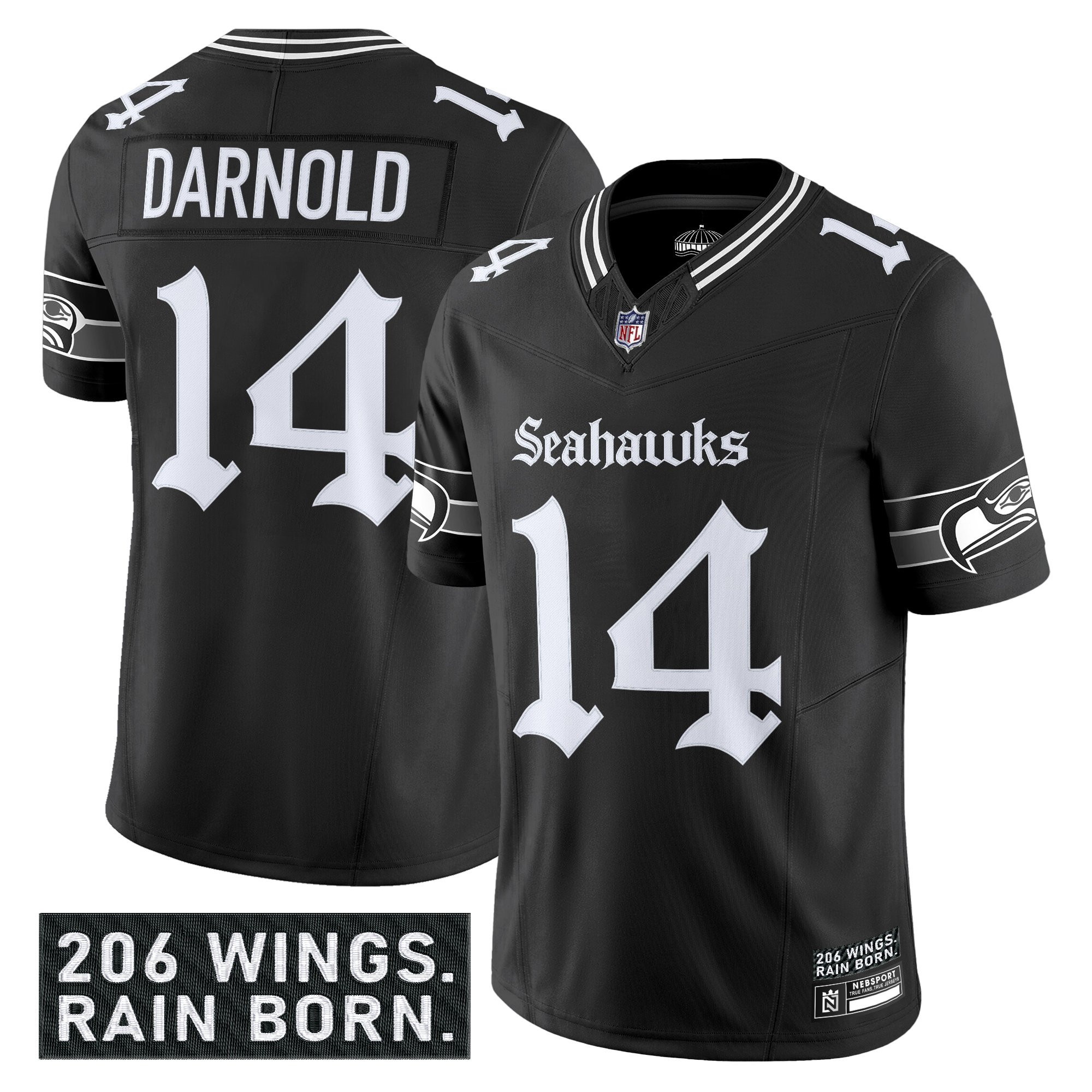 Men's Seattle Seahawks 'Gothic Rain City Shadows Edition' Vapor Limited Jersey - All Stitched
