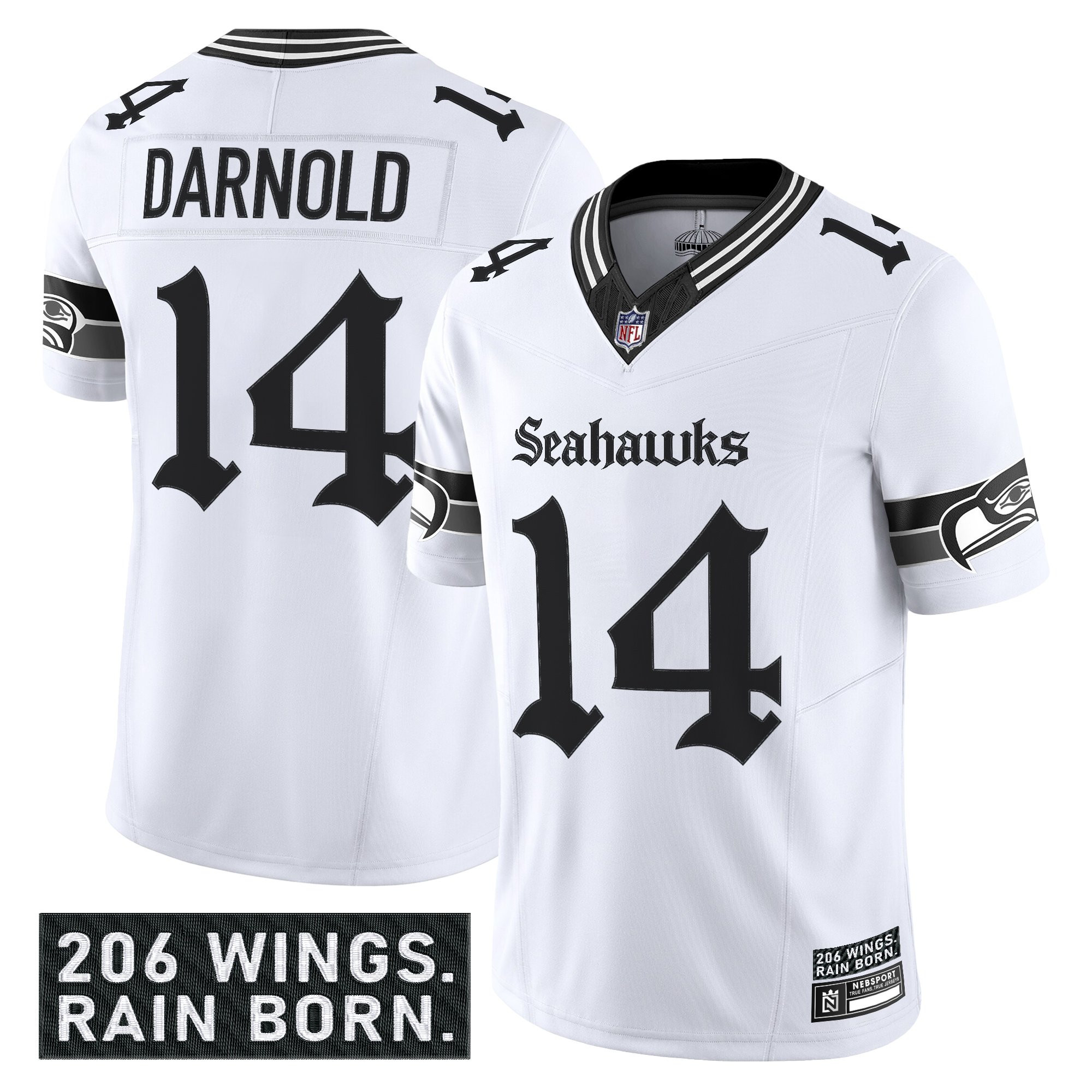 Men's Seattle Seahawks 'Gothic Rain City Shadows Edition' Vapor Limited Jersey - All Stitched - Image 9