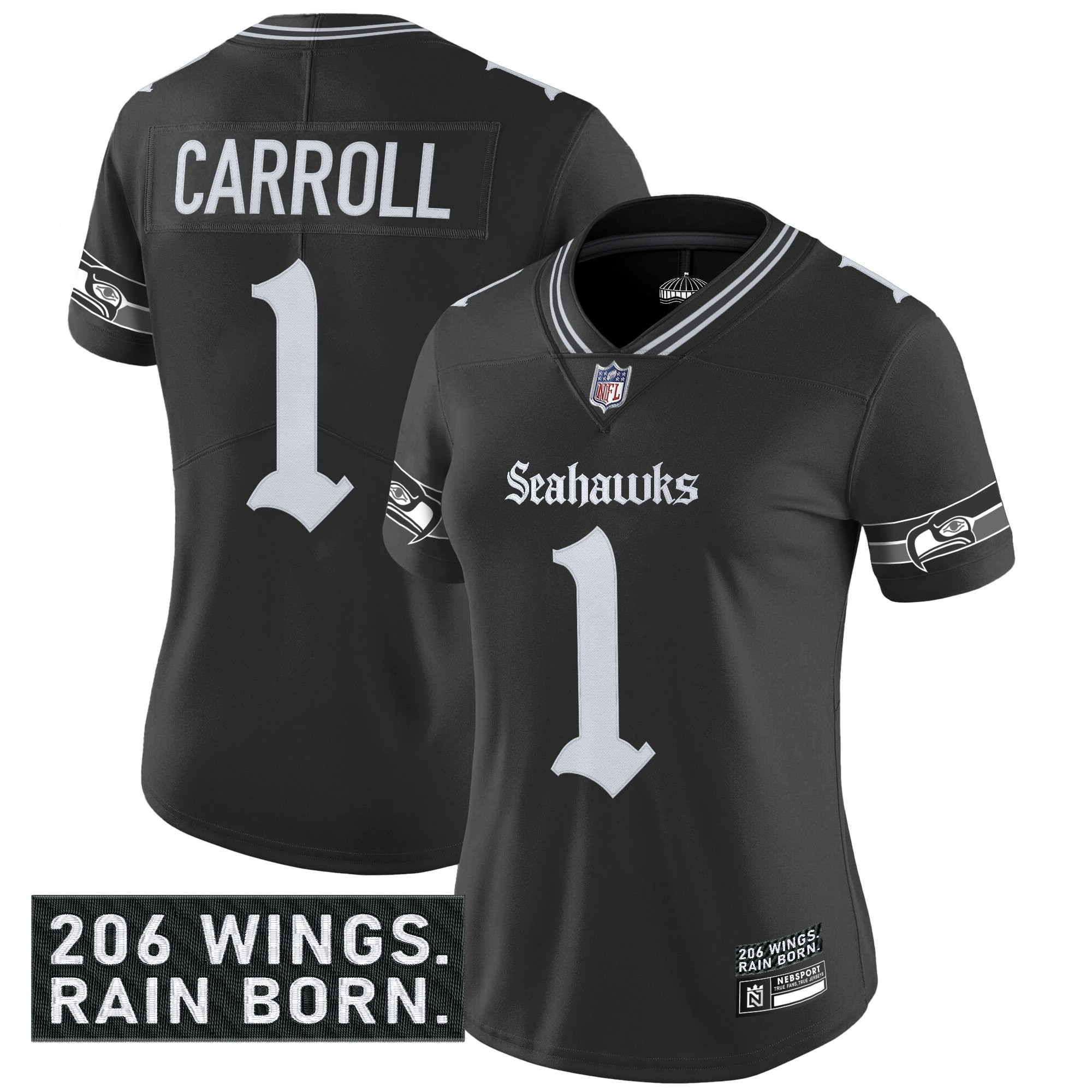 Women's Seattle Seahawks 'Gothic Rain City Shadows Edition' Vapor Limited Jersey - All Stitched - Image 3