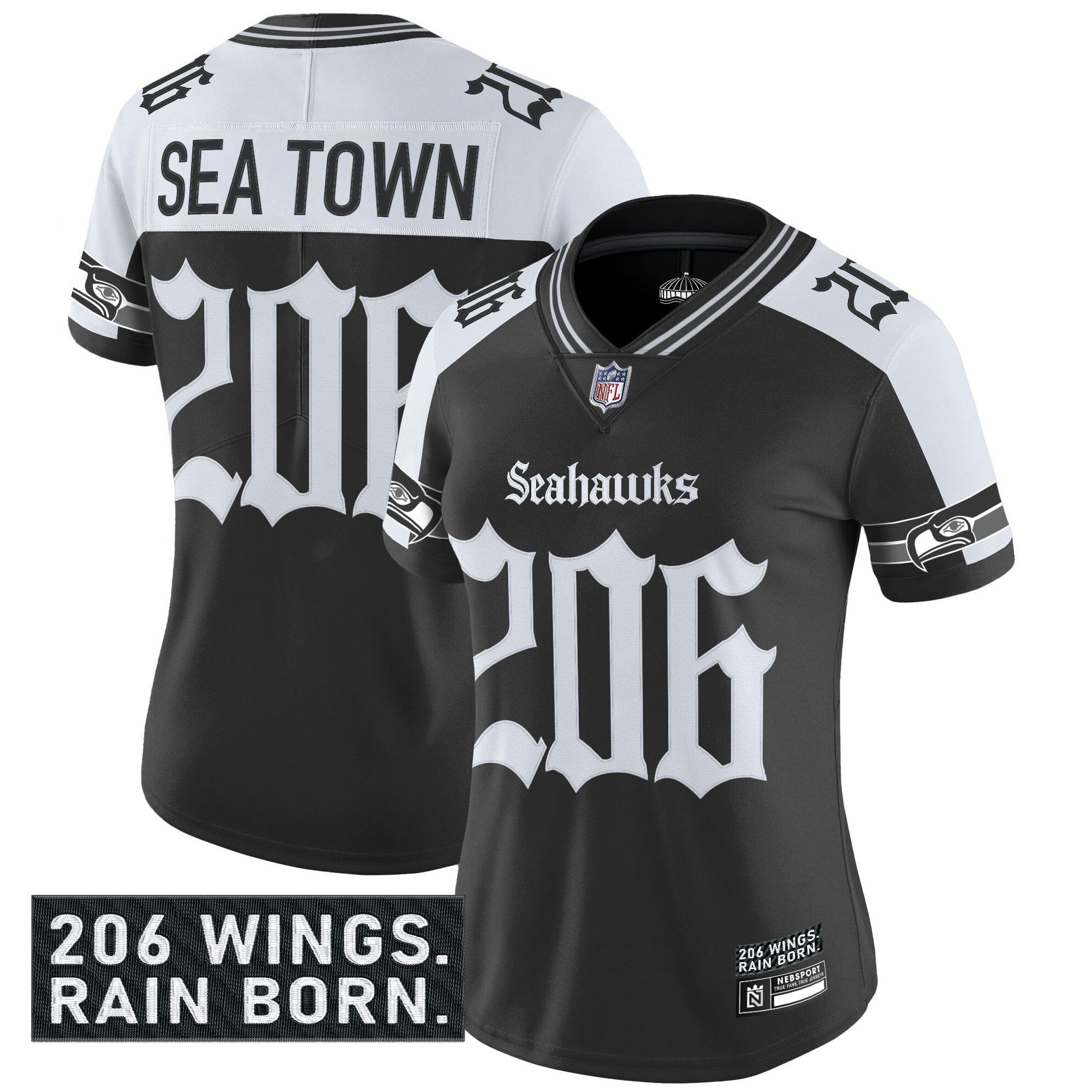 Women's Seattle Seahawks 'Gothic Rain City Shadows Edition' Vapor Limited Jersey - All Stitched - Image 18