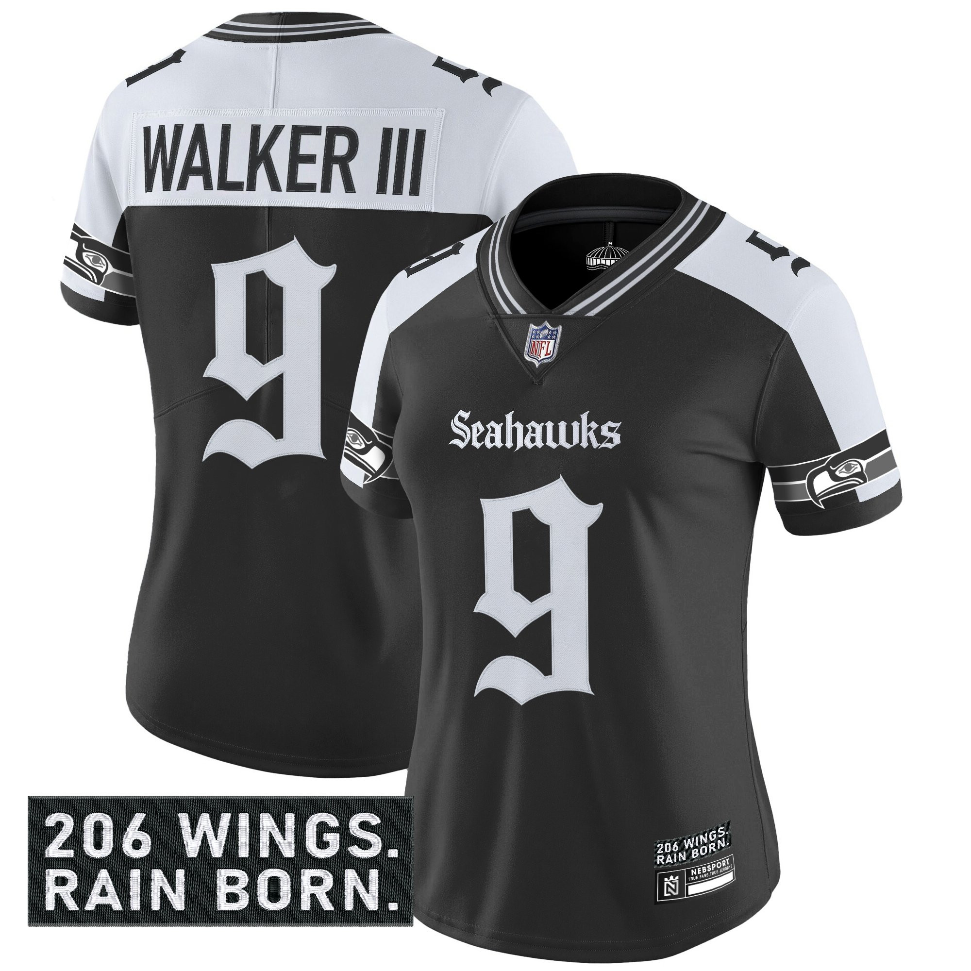 Women's Seattle Seahawks 'Gothic Rain City Shadows Edition' Vapor Limited Jersey - All Stitched - Image 22