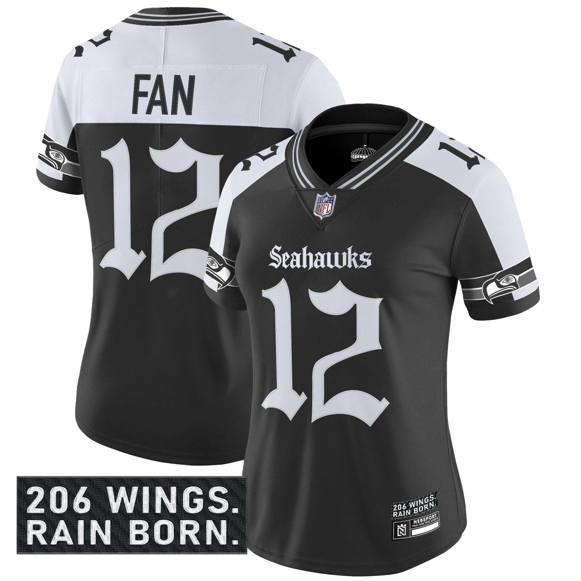 Women's Seattle Seahawks 'Gothic Rain City Shadows Edition' Vapor Limited Jersey - All Stitched - Image 24
