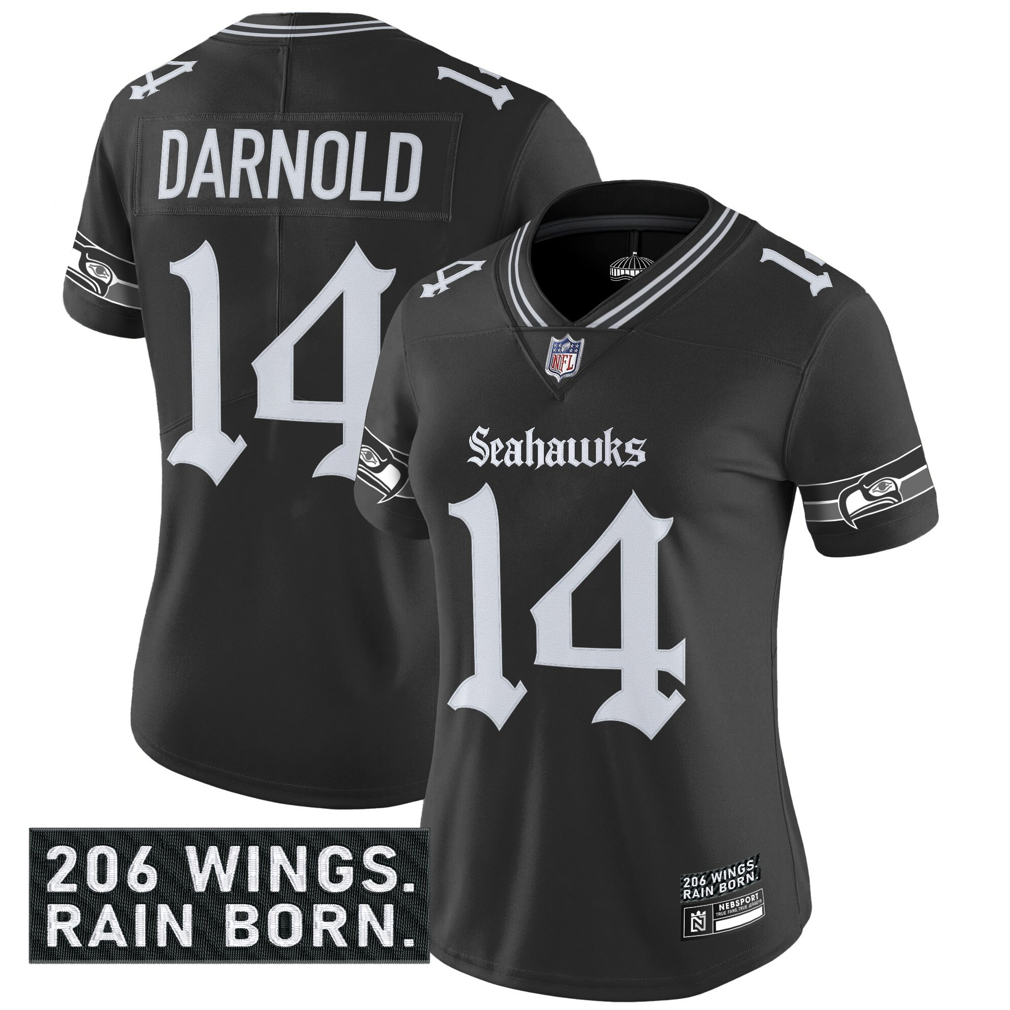 Women's Seattle Seahawks 'Gothic Rain City Shadows Edition' Vapor Limited Jersey - All Stitched