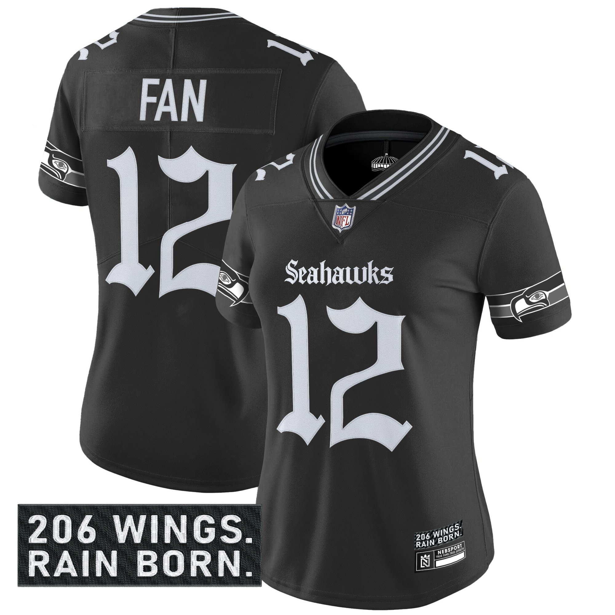 Women's Seattle Seahawks 'Gothic Rain City Shadows Edition' Vapor Limited Jersey - All Stitched - Image 8