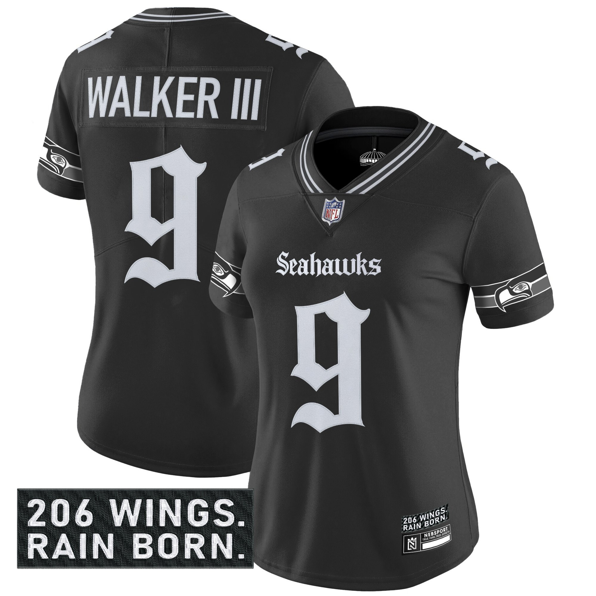 Women's Seattle Seahawks 'Gothic Rain City Shadows Edition' Vapor Limited Jersey - All Stitched - Image 6