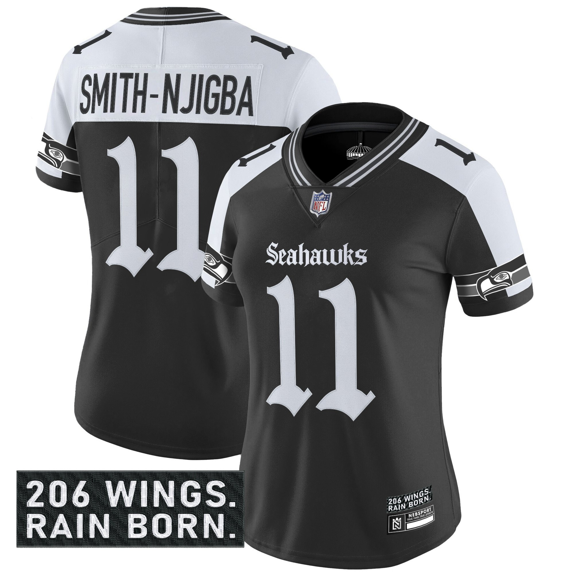 Women's Seattle Seahawks 'Gothic Rain City Shadows Edition' Vapor Limited Jersey - All Stitched - Image 20