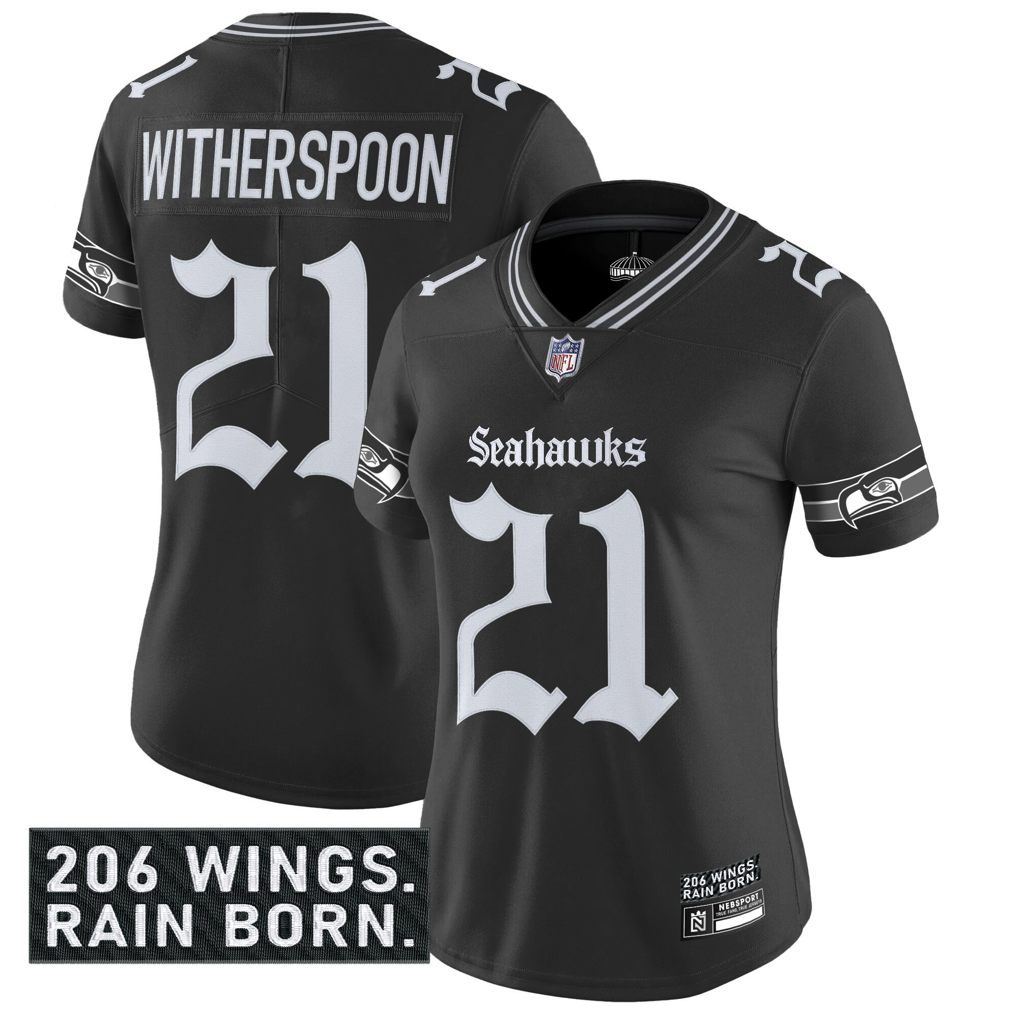 Women's Seattle Seahawks 'Gothic Rain City Shadows Edition' Vapor Limited Jersey - All Stitched - Image 5