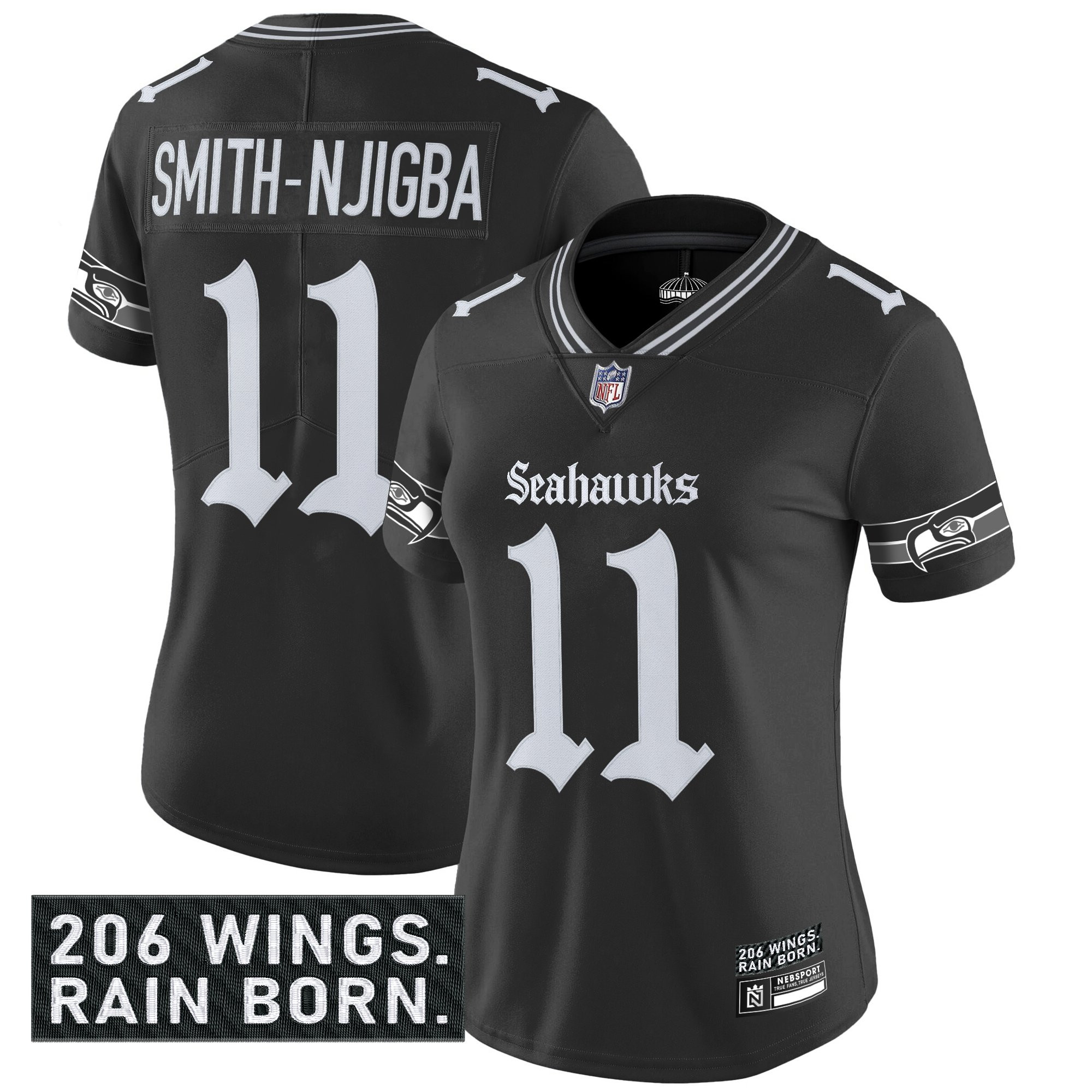 Women's Seattle Seahawks 'Gothic Rain City Shadows Edition' Vapor Limited Jersey - All Stitched - Image 4
