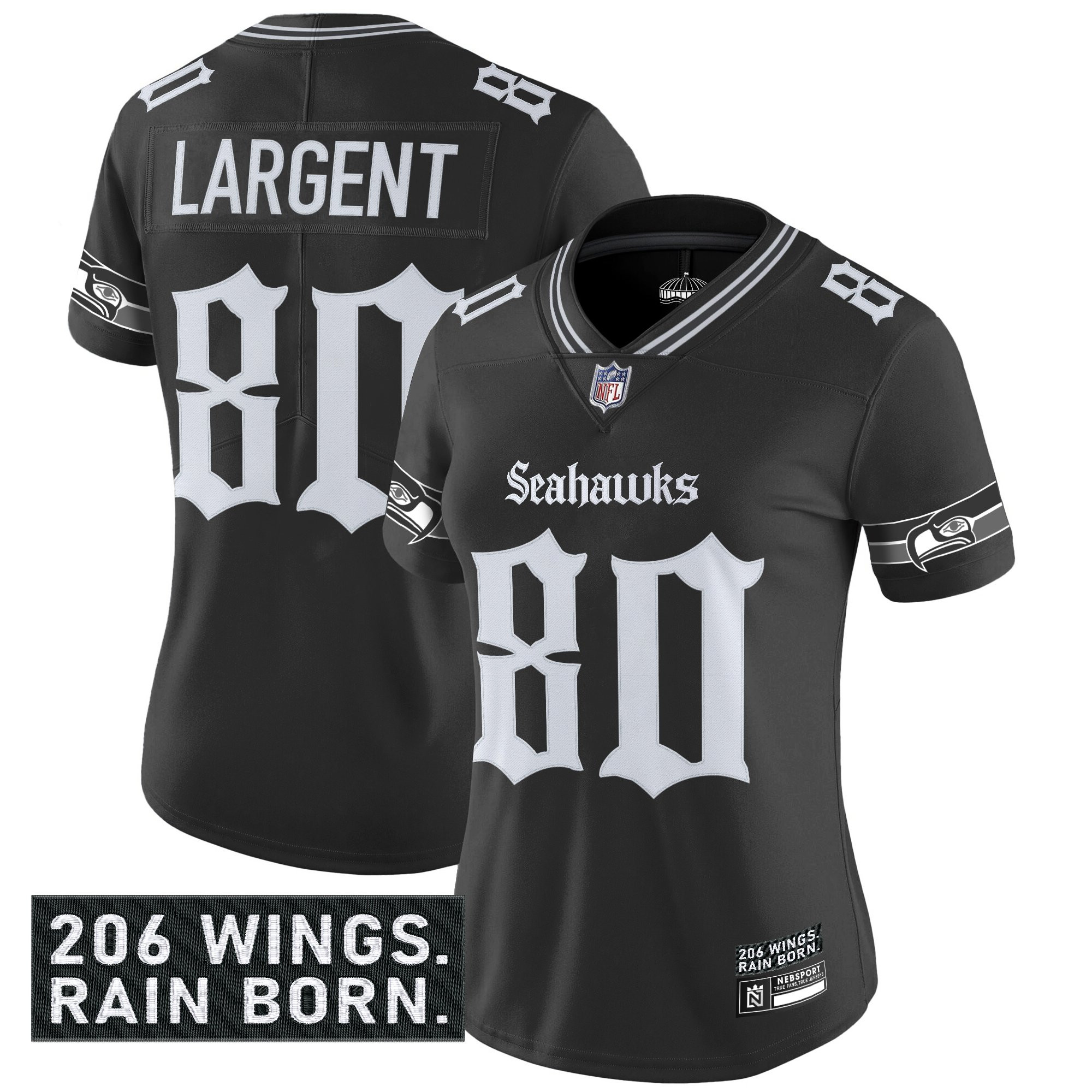 Women's Seattle Seahawks 'Gothic Rain City Shadows Edition' Vapor Limited Jersey - All Stitched - Image 7