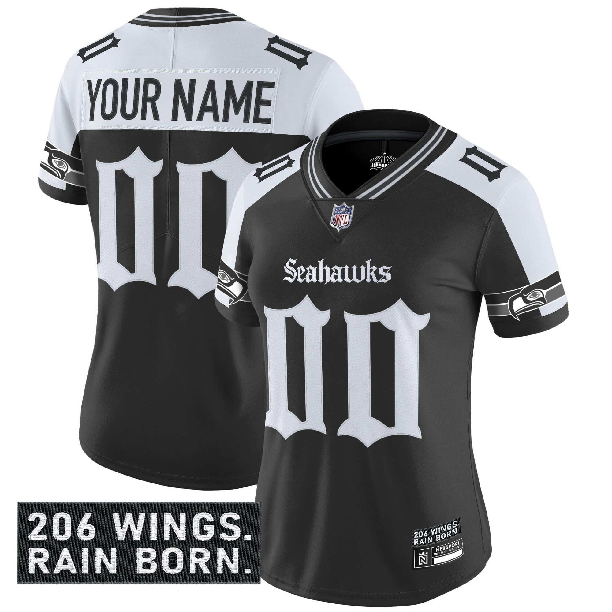 Seattle Seahawks 'Gothic Rain City Shadows Edition' Vapor Limited Custom Jersey - All Stitched - Image 6