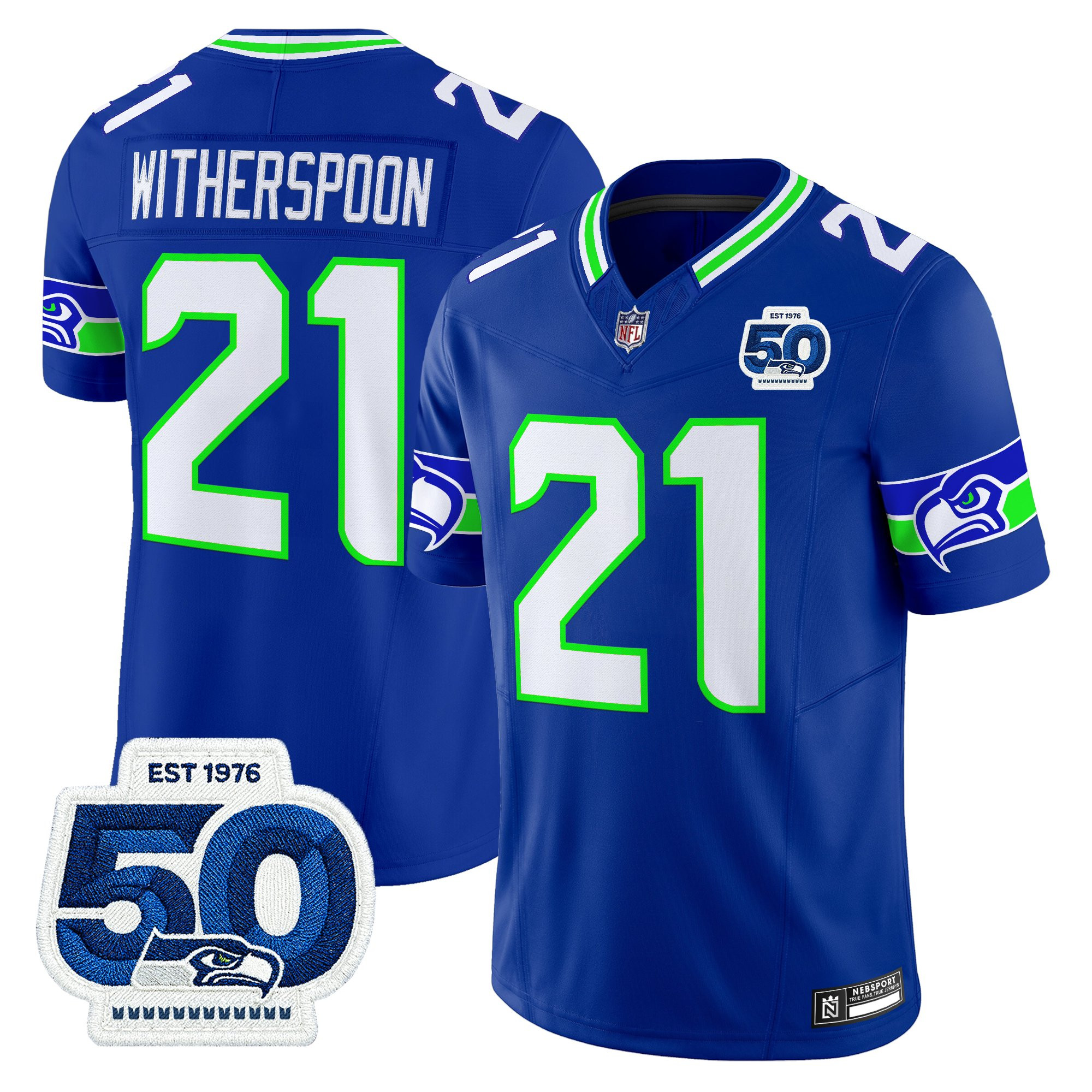 Men's Seattle Seahawks 50th Anniversary Patch Vapor Limited Jersey - All Stitched - Image 37