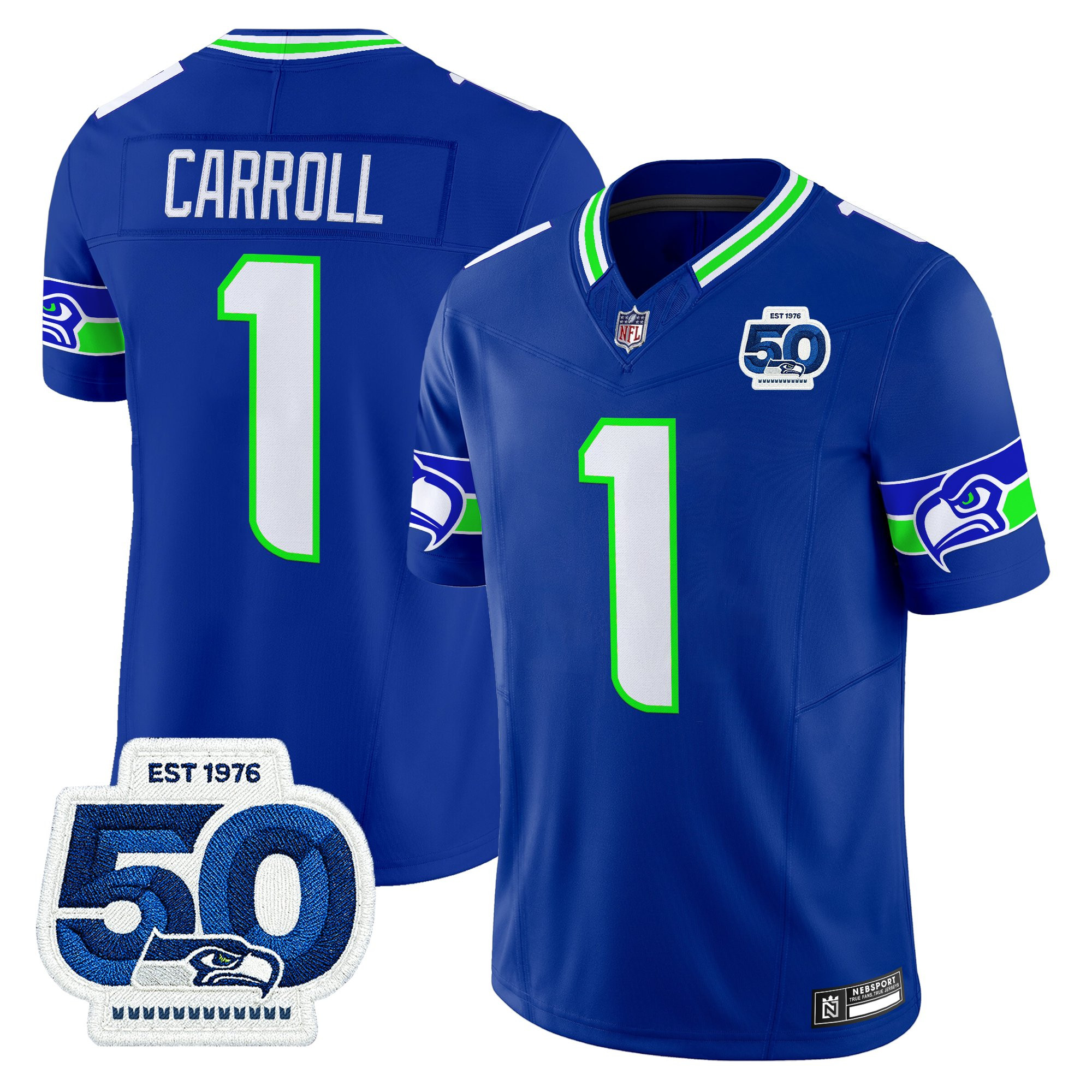 Men's Seattle Seahawks 50th Anniversary Patch Vapor Limited Jersey - All Stitched - Image 35