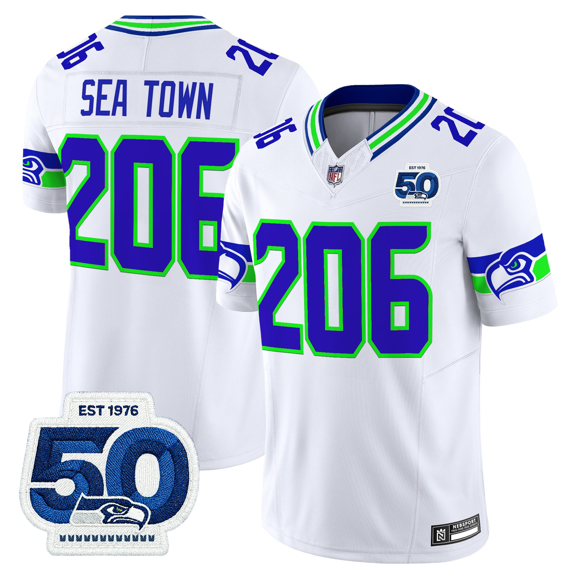 Men's Seattle Seahawks 50th Anniversary Patch Vapor Limited Jersey - All Stitched - Image 42