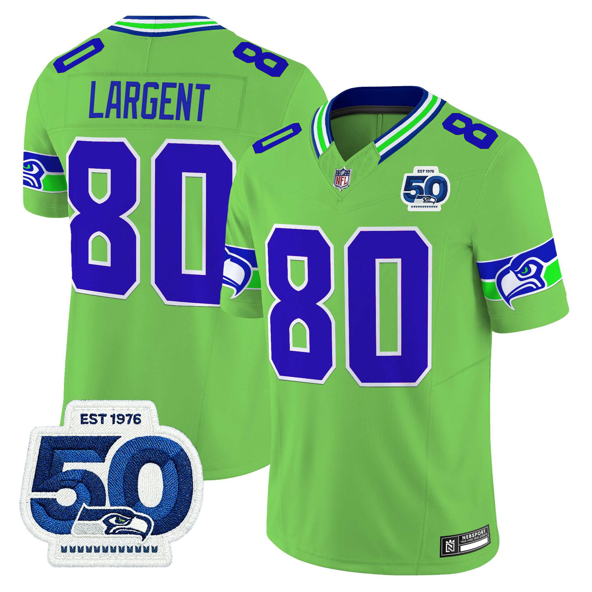 Men's Seattle Seahawks 50th Anniversary Patch Vapor Limited Jersey - All Stitched - Image 15