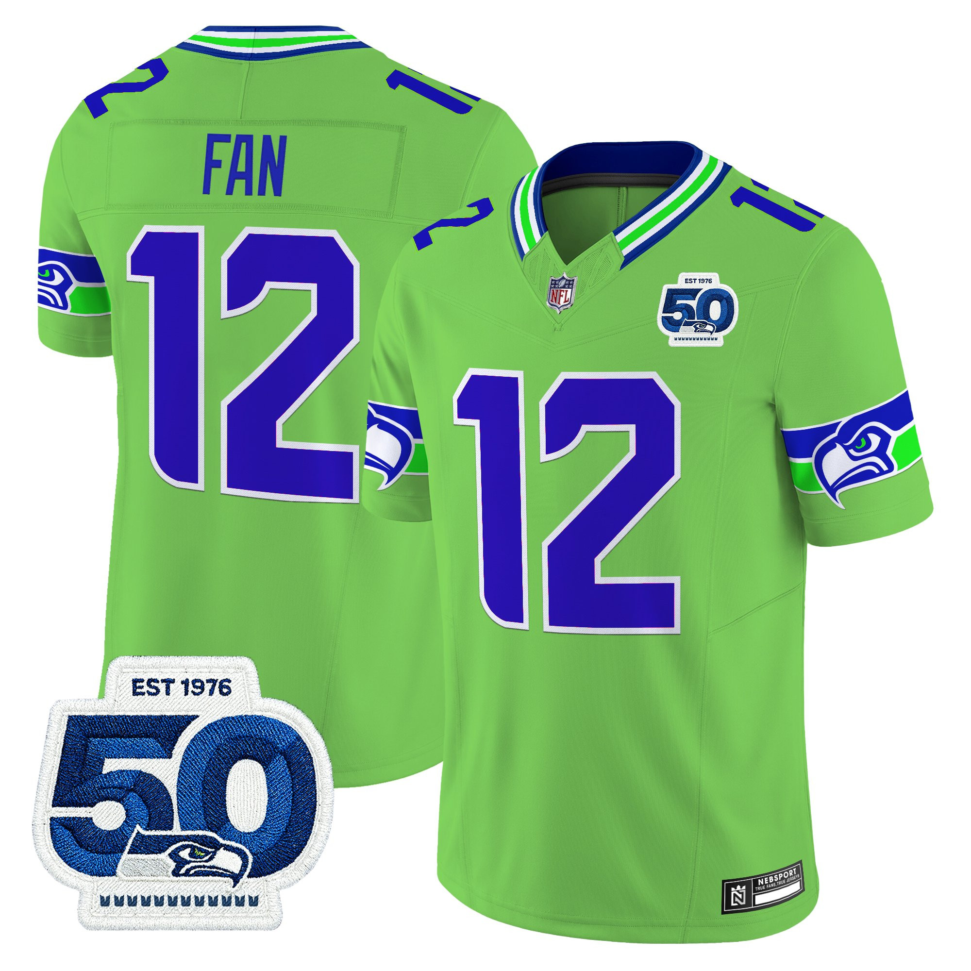 Men's Seattle Seahawks 50th Anniversary Patch Vapor Limited Jersey - All Stitched - Image 16