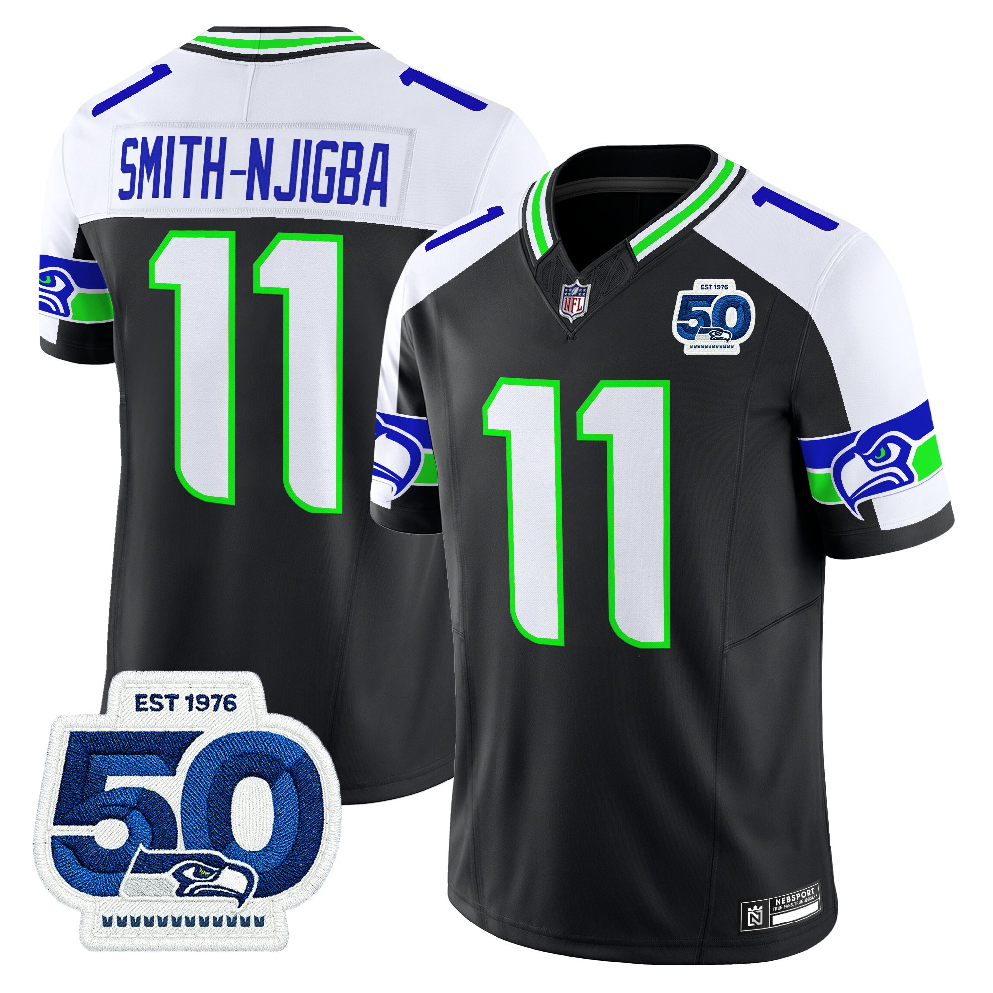 Men's Seattle Seahawks 50th Anniversary Patch Vapor Limited Jersey - All Stitched - Image 4