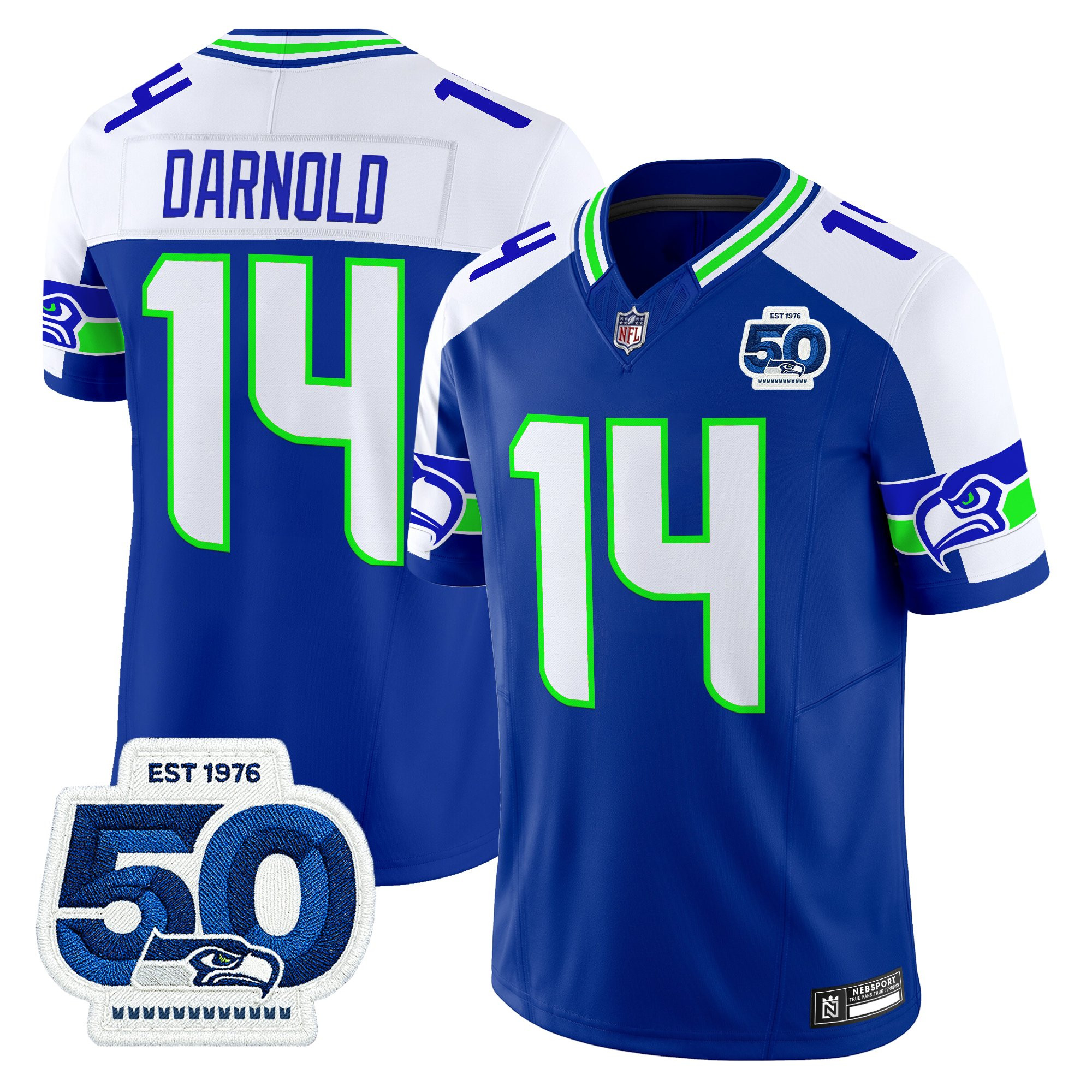 Men's Seattle Seahawks 50th Anniversary Patch Vapor Limited Jersey - All Stitched - Image 25