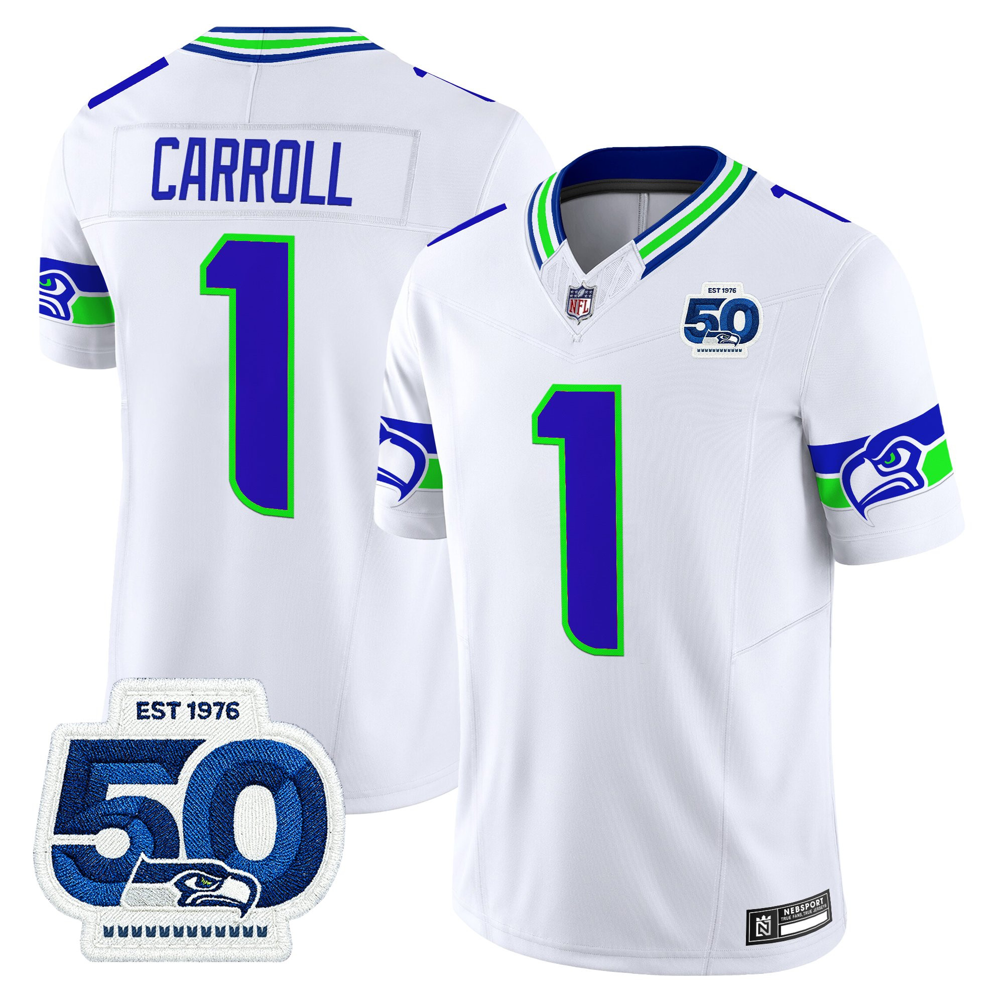 Men's Seattle Seahawks 50th Anniversary Patch Vapor Limited Jersey - All Stitched - Image 43