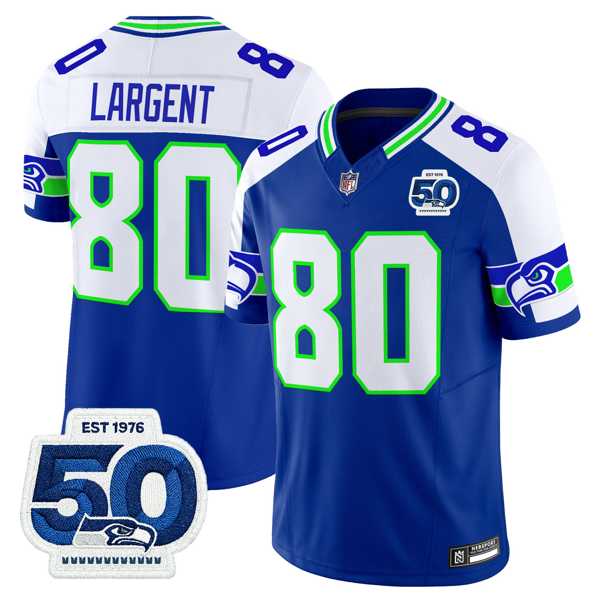 Men's Seattle Seahawks 50th Anniversary Patch Vapor Limited Jersey - All Stitched - Image 31