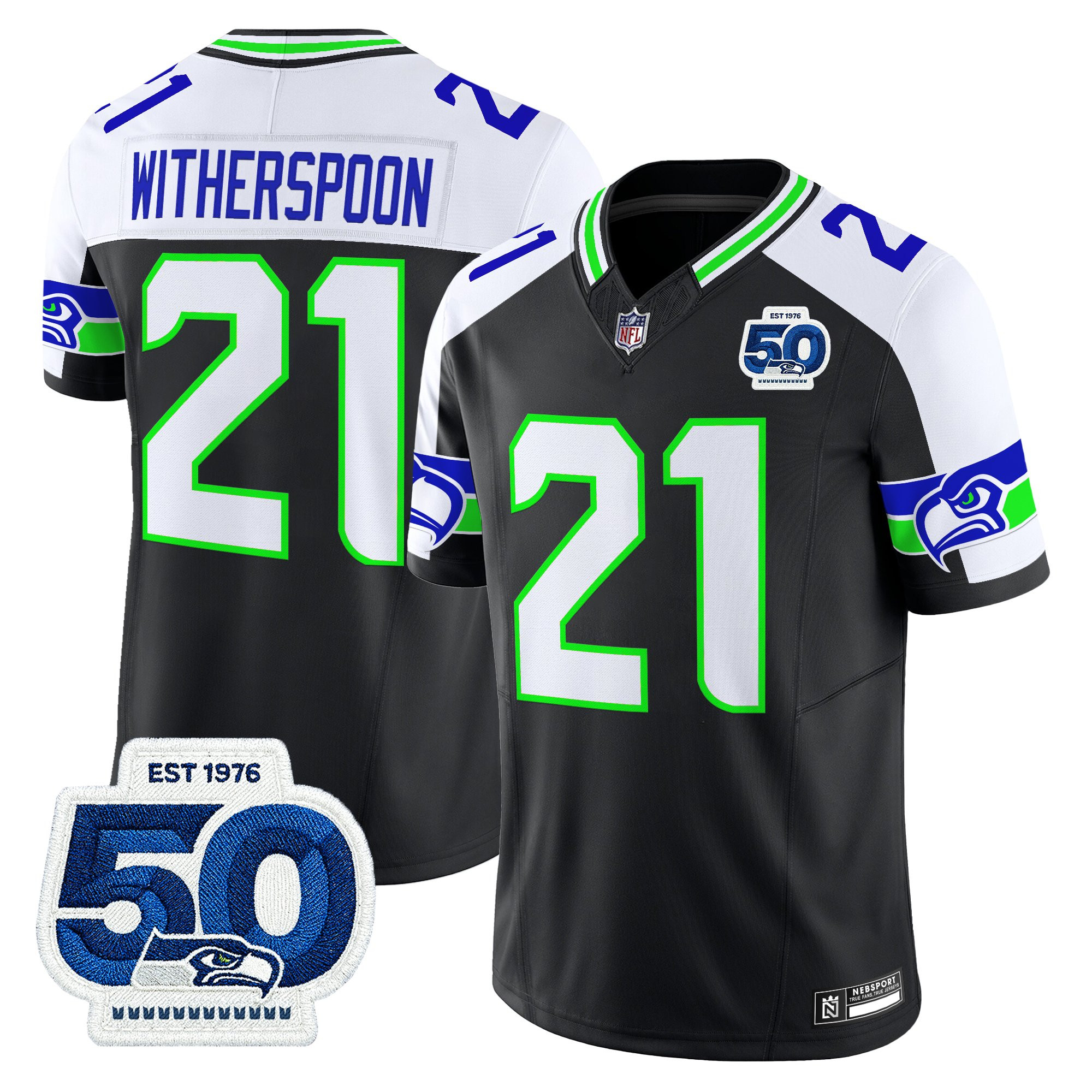 Men's Seattle Seahawks 50th Anniversary Patch Vapor Limited Jersey - All Stitched - Image 5