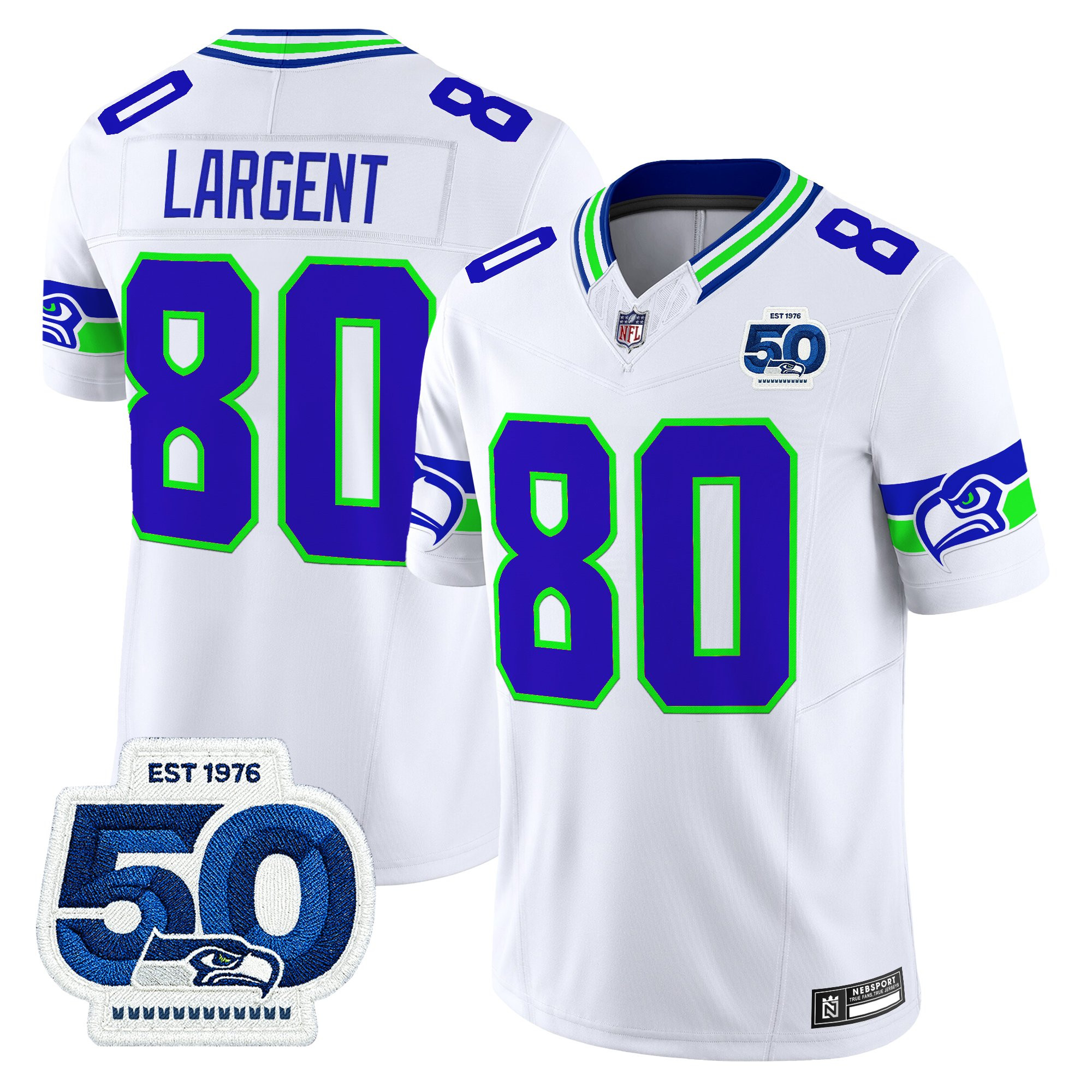 Men's Seattle Seahawks 50th Anniversary Patch Vapor Limited Jersey - All Stitched - Image 47