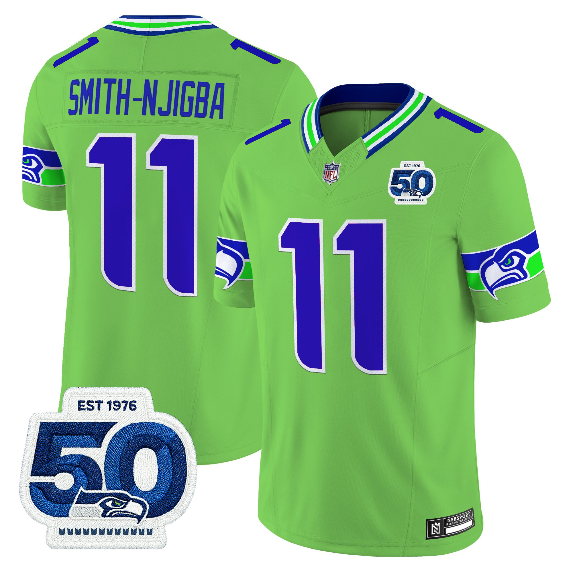 Men's Seattle Seahawks 50th Anniversary Patch Vapor Limited Jersey - All Stitched - Image 12